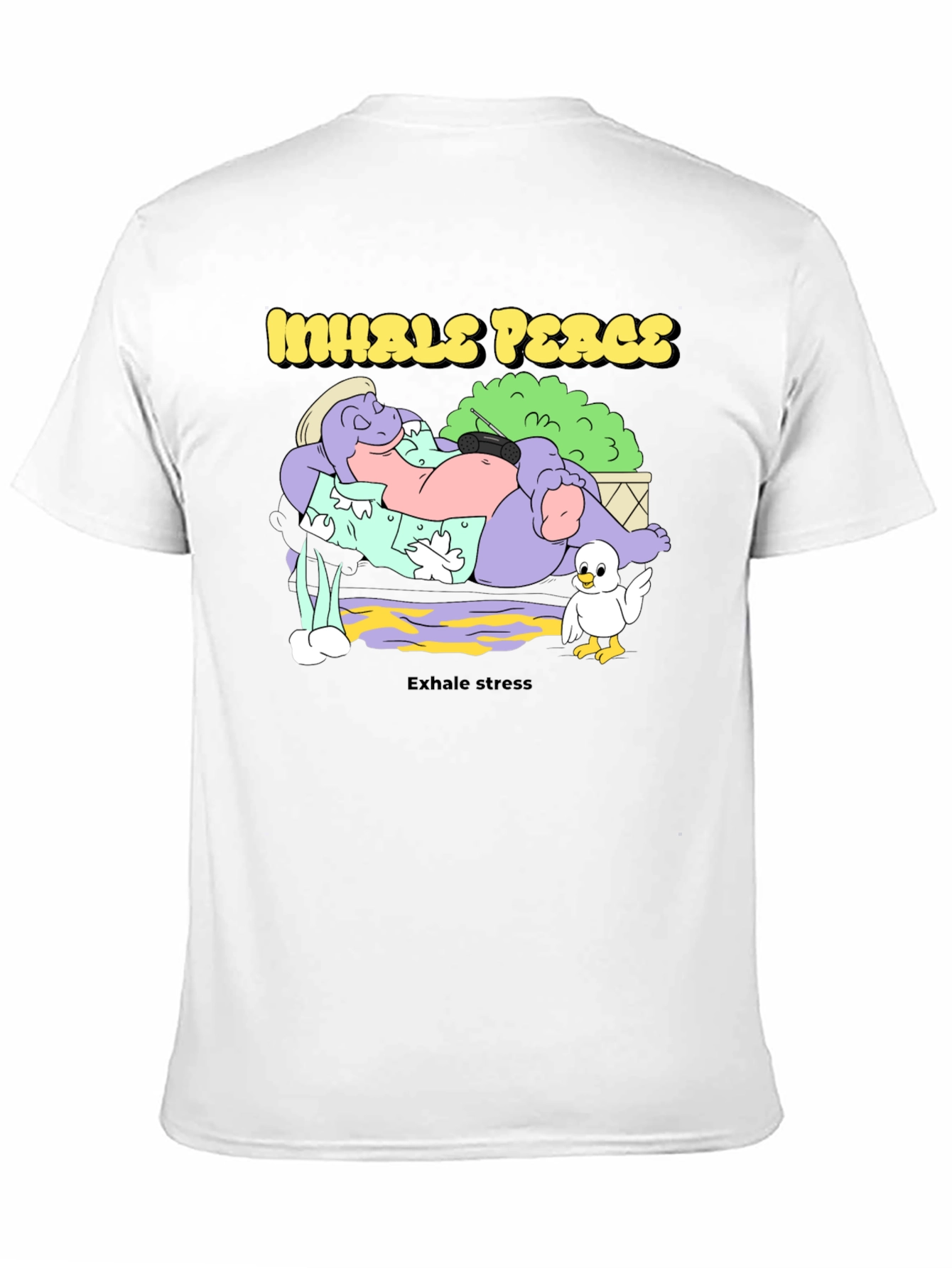 Black Inhale Peace Exhale Stress Black Graphic T-Shirt view 11