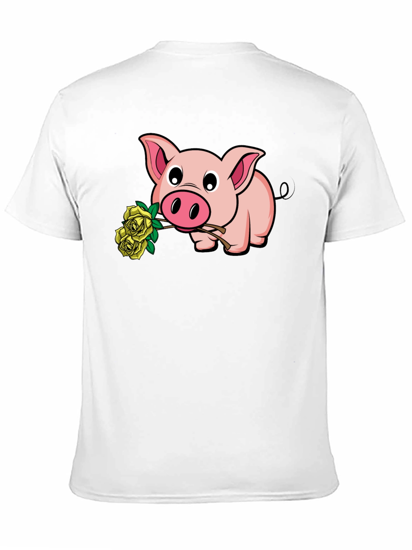 Black Pig Holding Yellow Roses Graphic T-Shirt view 11