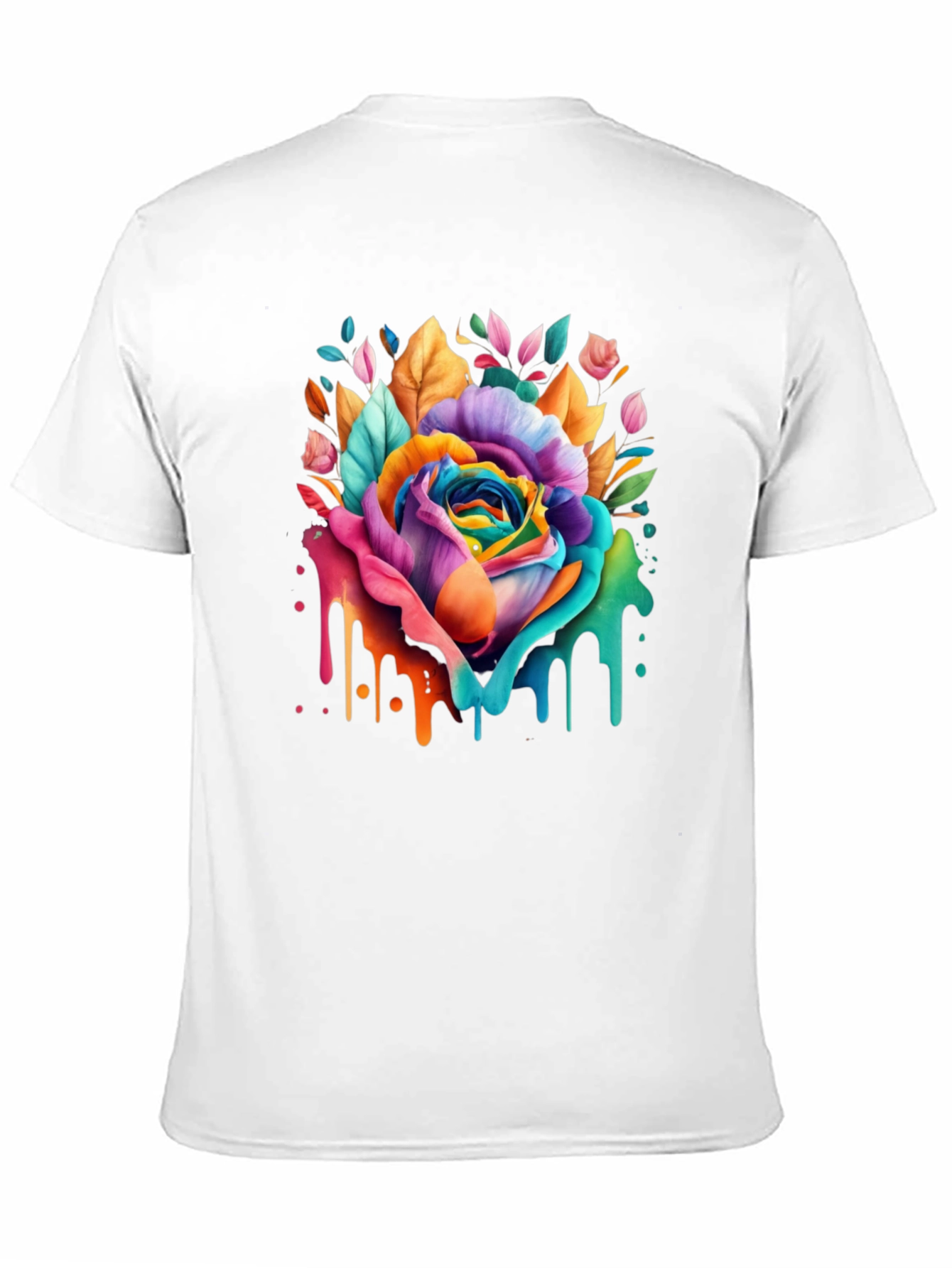 Black Rainbow Rose Drip Graphic Tee - Vivid Colors view 11