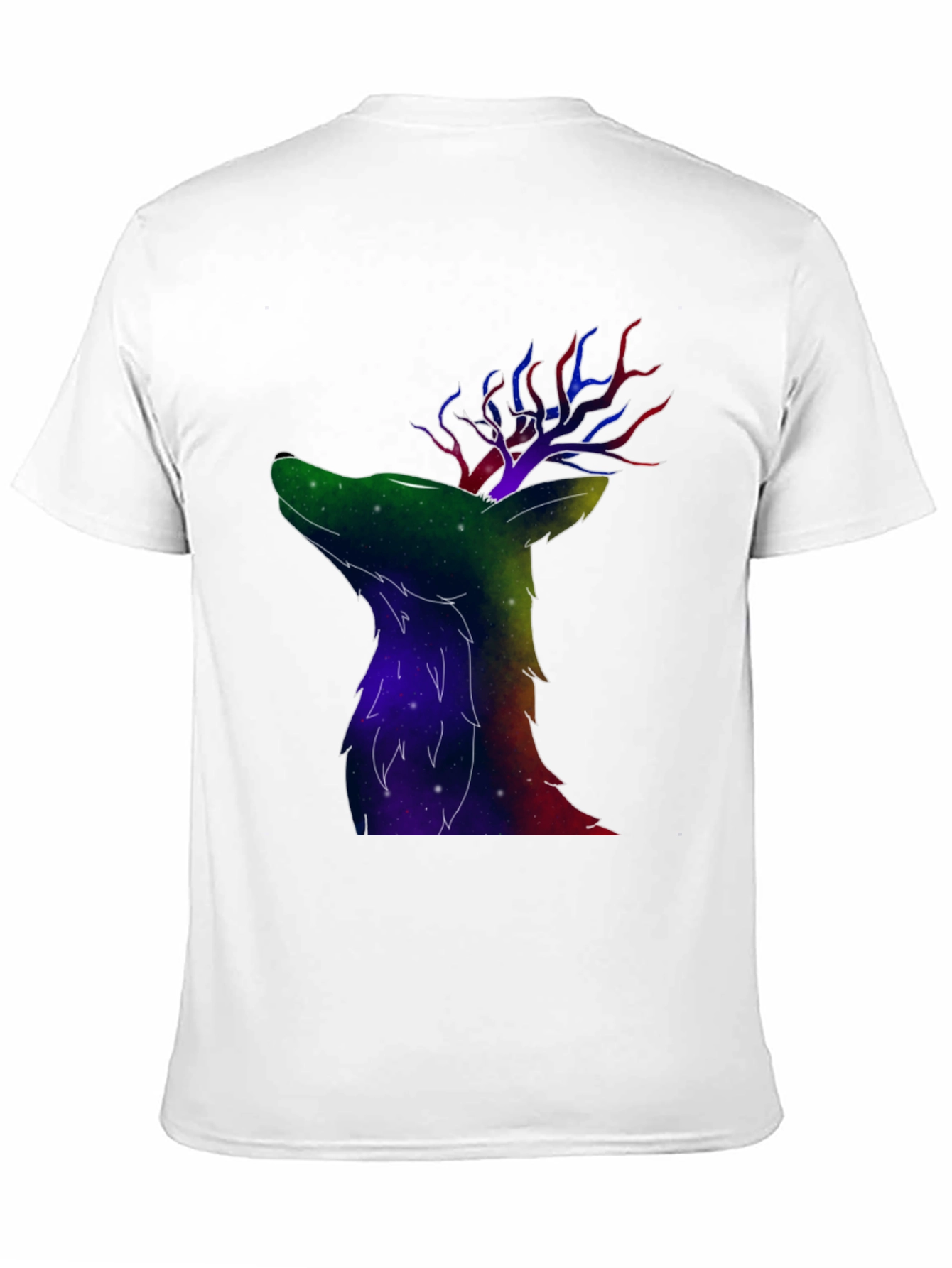 Black Galaxy Deer Graphic T-Shirt view 11