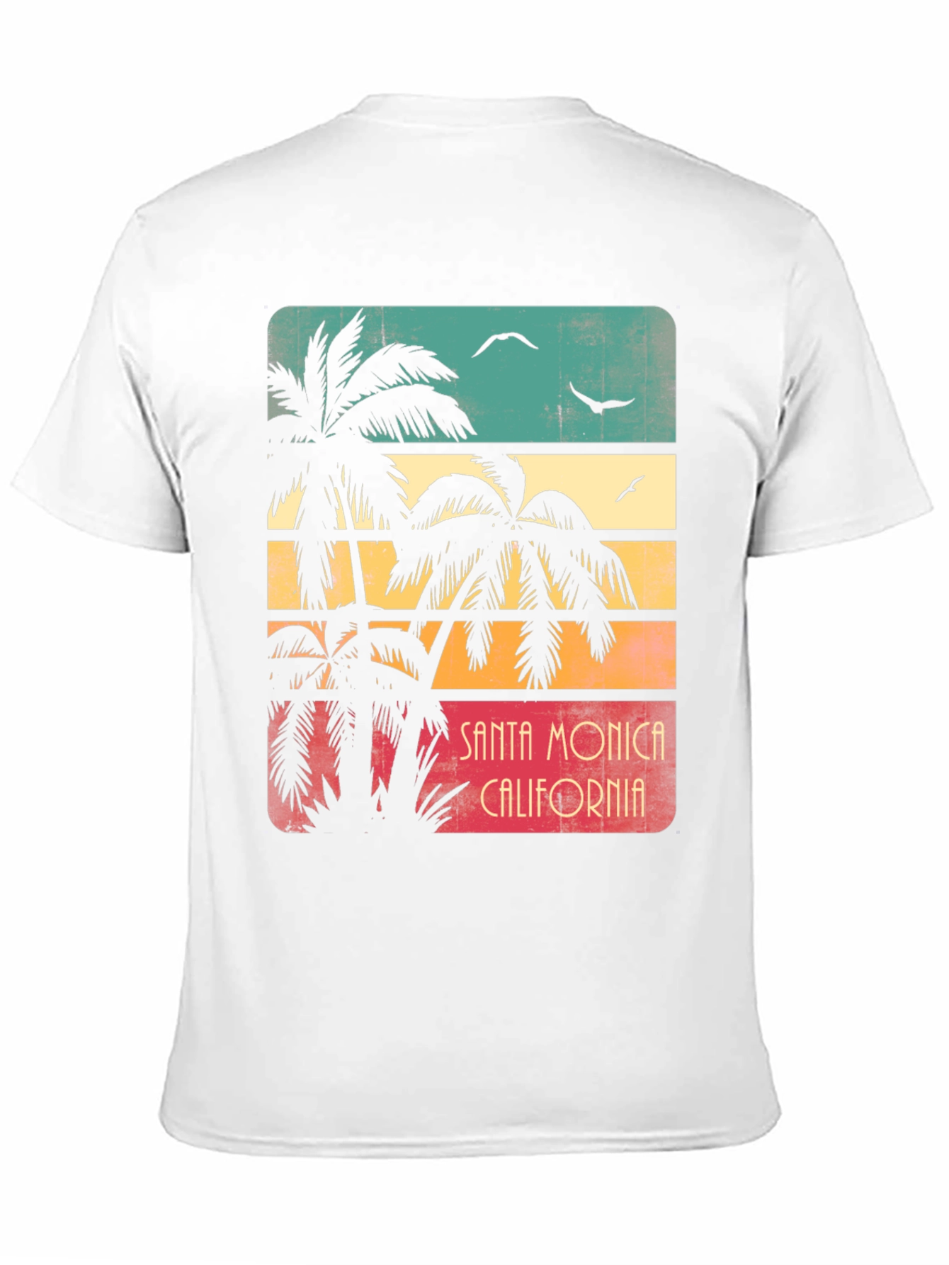 Black Santa Monica Palm Tree Retro Graphic T-Shirt view 11