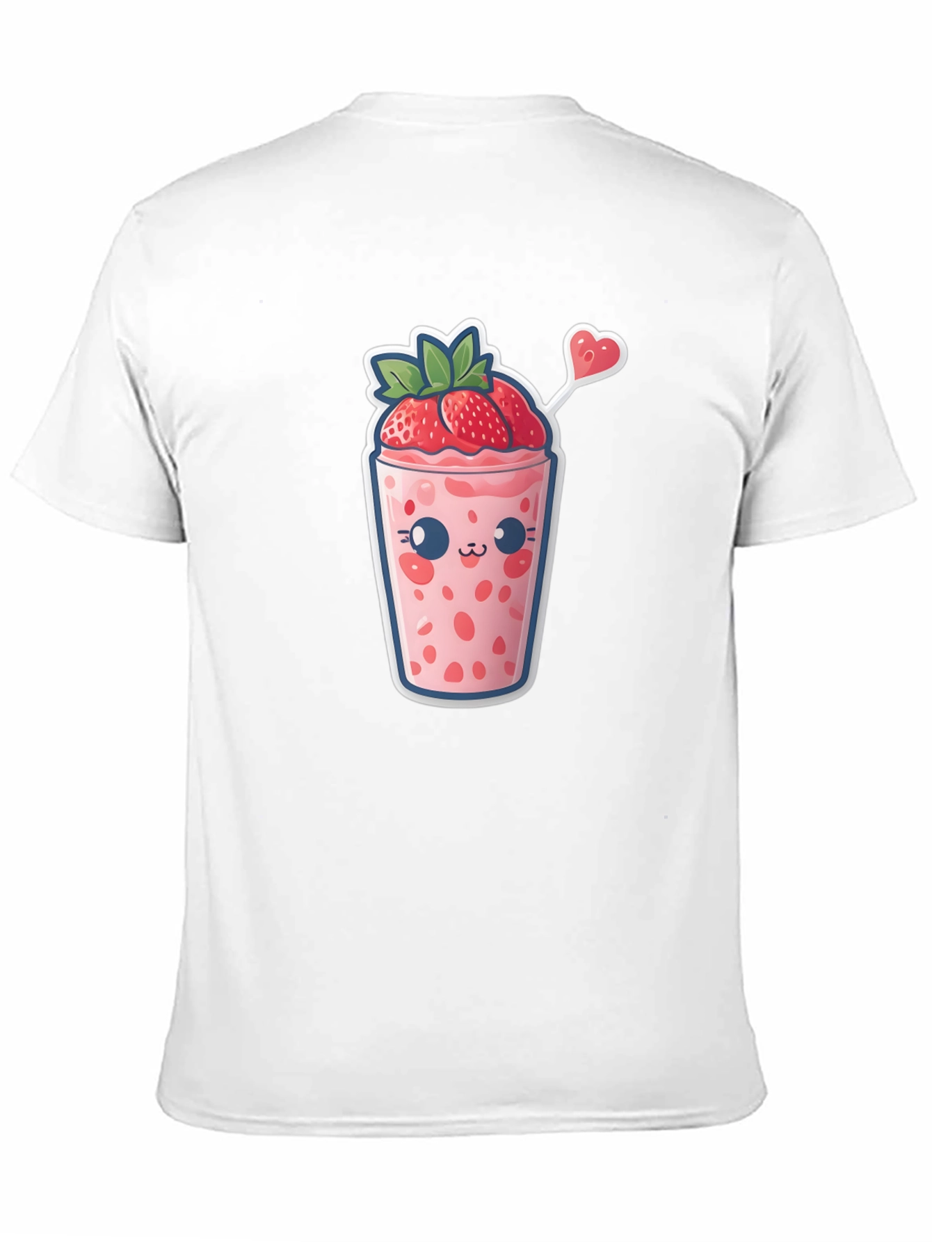 Black Kawaii Strawberry Smoothie T-Shirt view 11