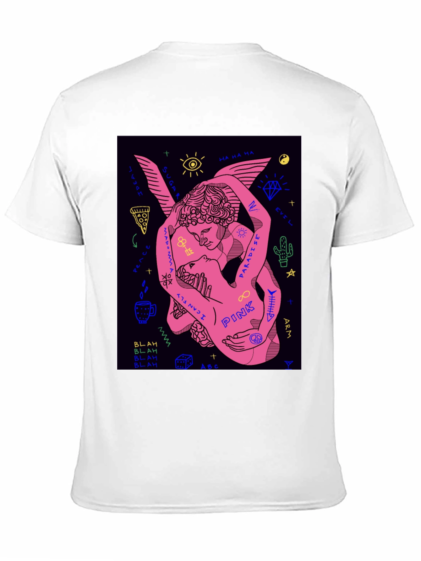 Black Black Tee with Pink Angel Graphic view 11