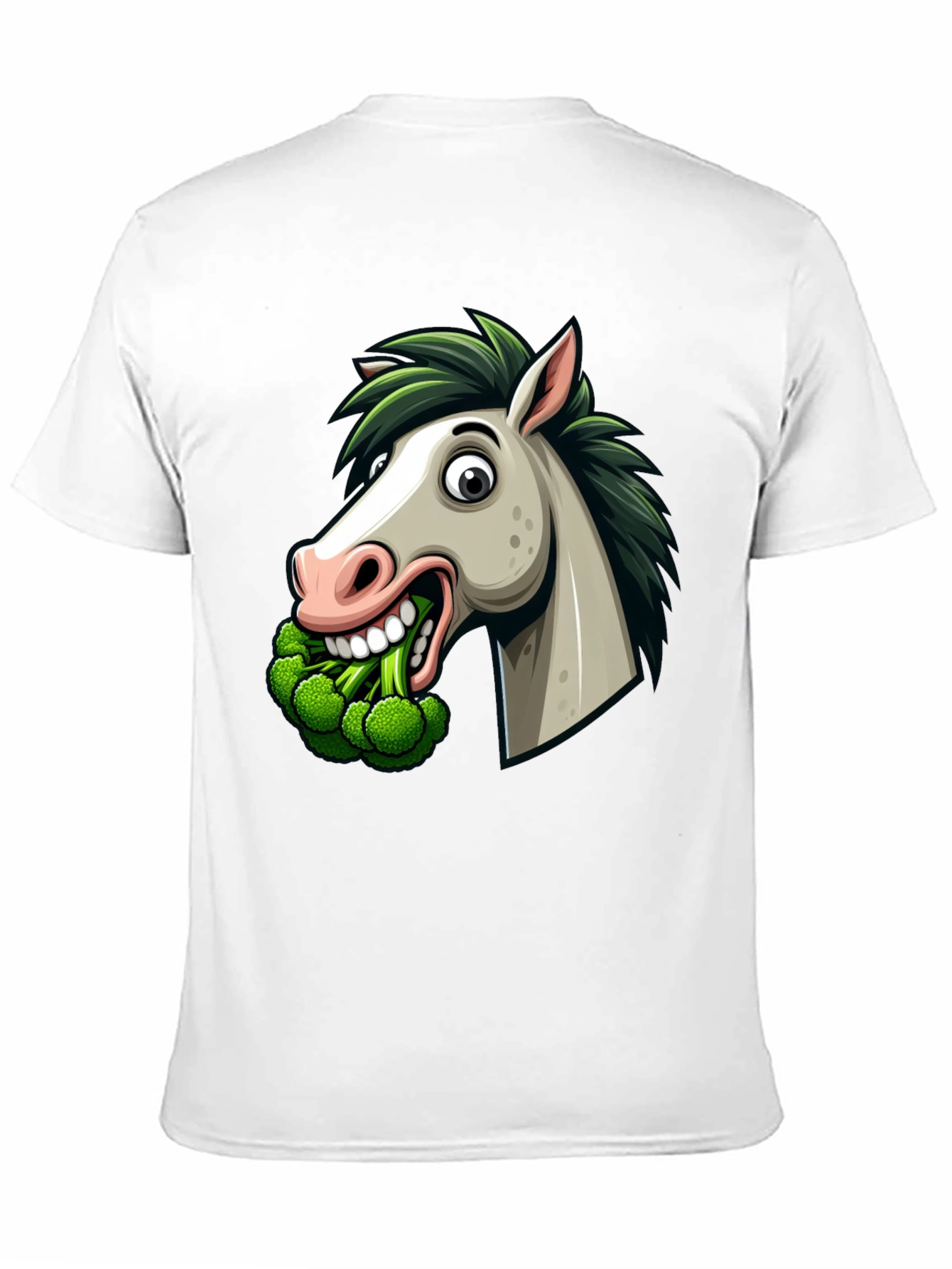 Black Funny Horse Broccoli Graphic Tee view 11