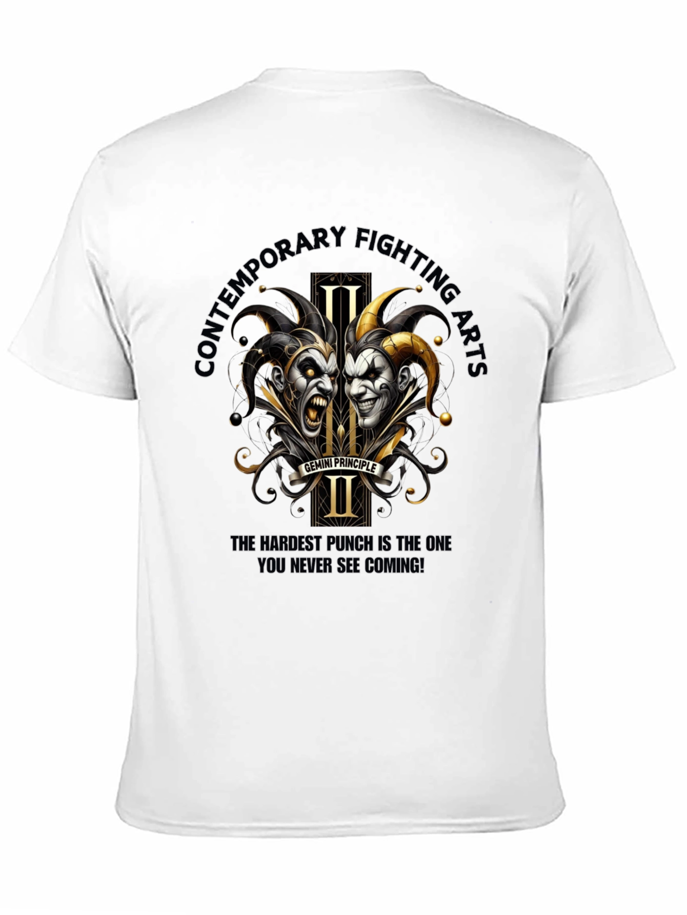 Black Contemporary Fighting Arts Gemini Principle T-Shirt view 11