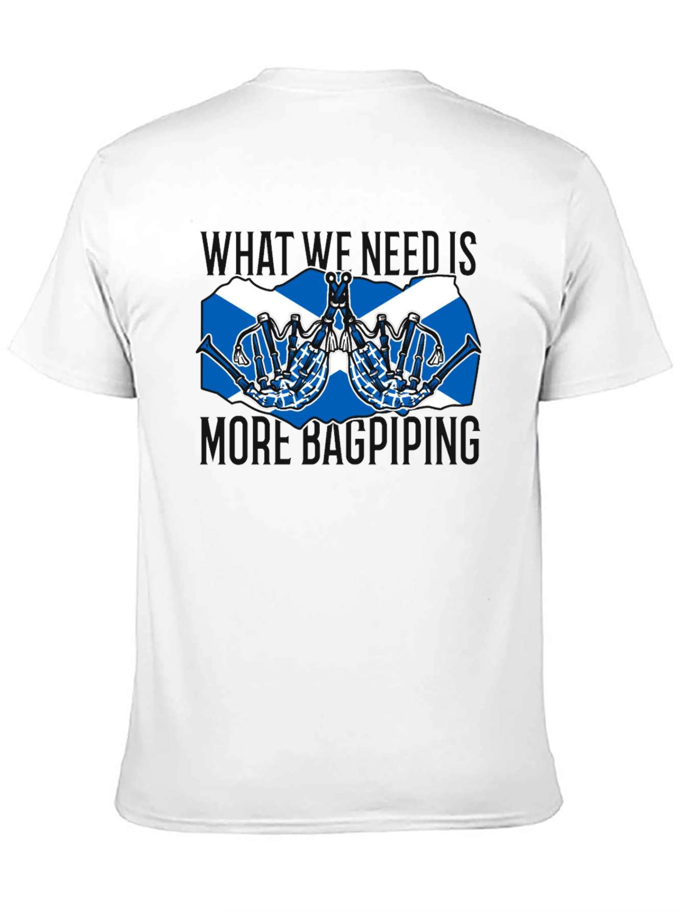 Black Scottish Bagpipes T-Shirt - "More Bagpiping" view 11