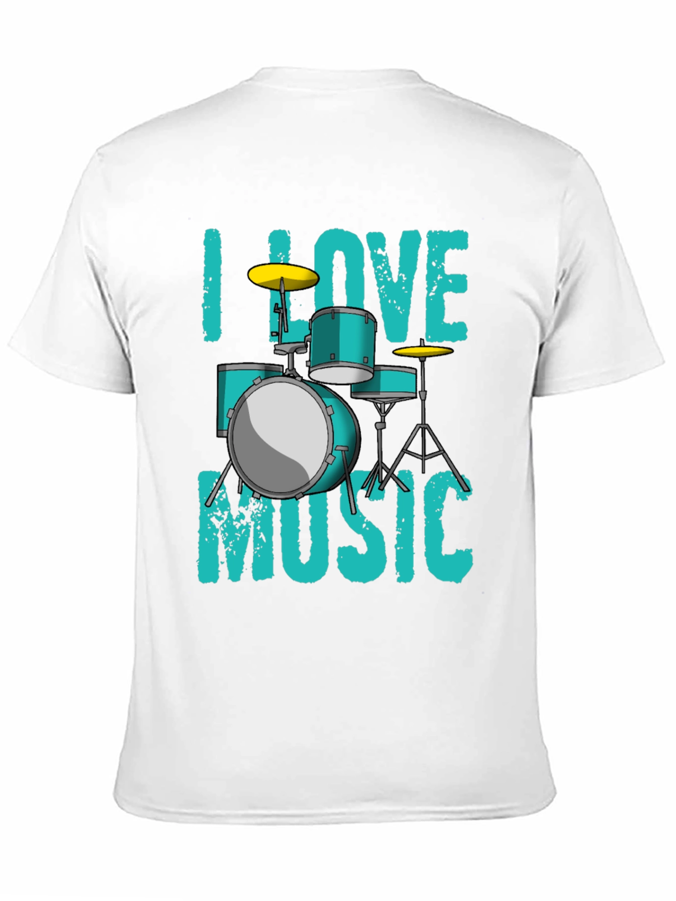 Black I Love Music Drum Set Graphic T-Shirt view 11