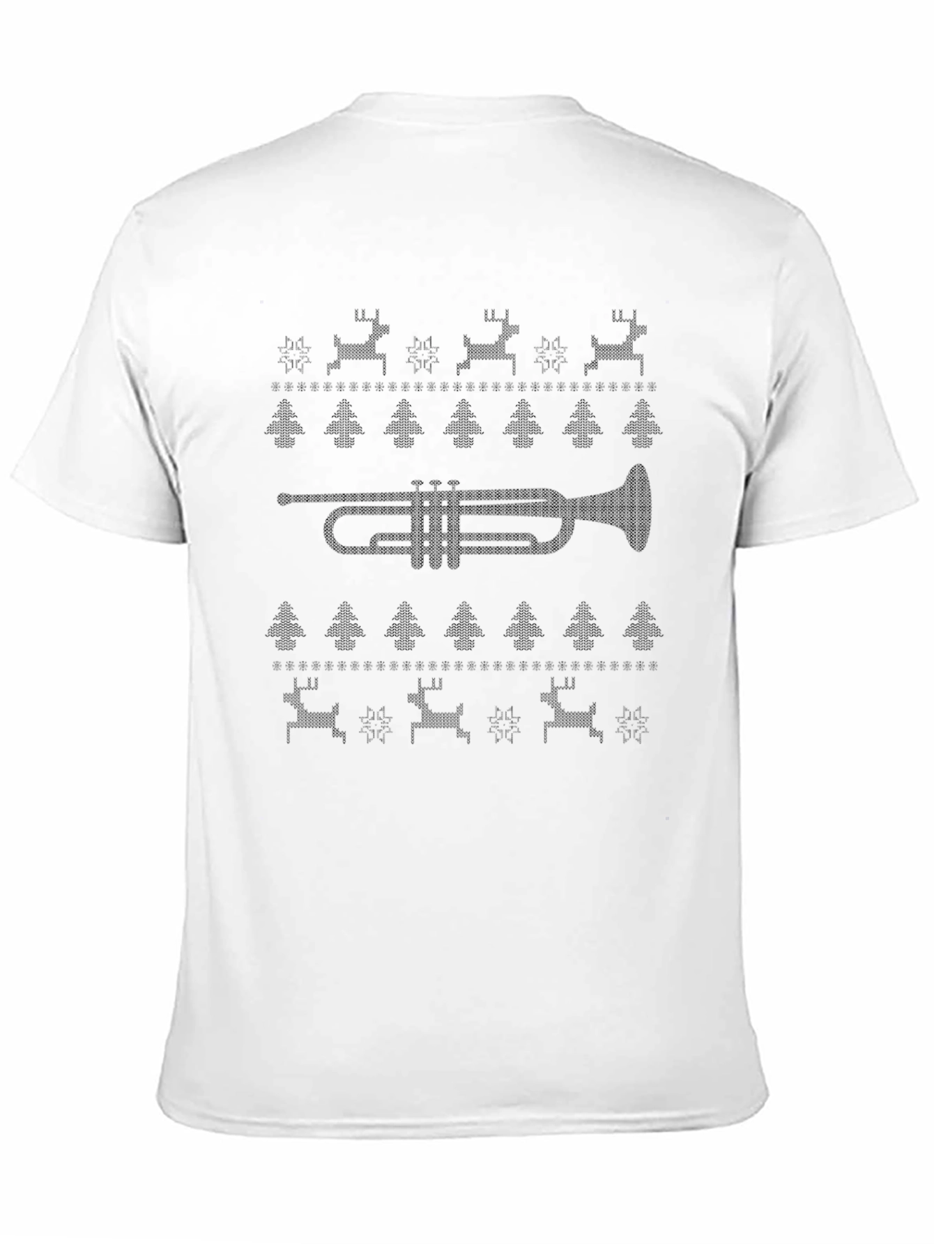 Black Novelty Trumpet Christmas Pattern T-Shirt view 11