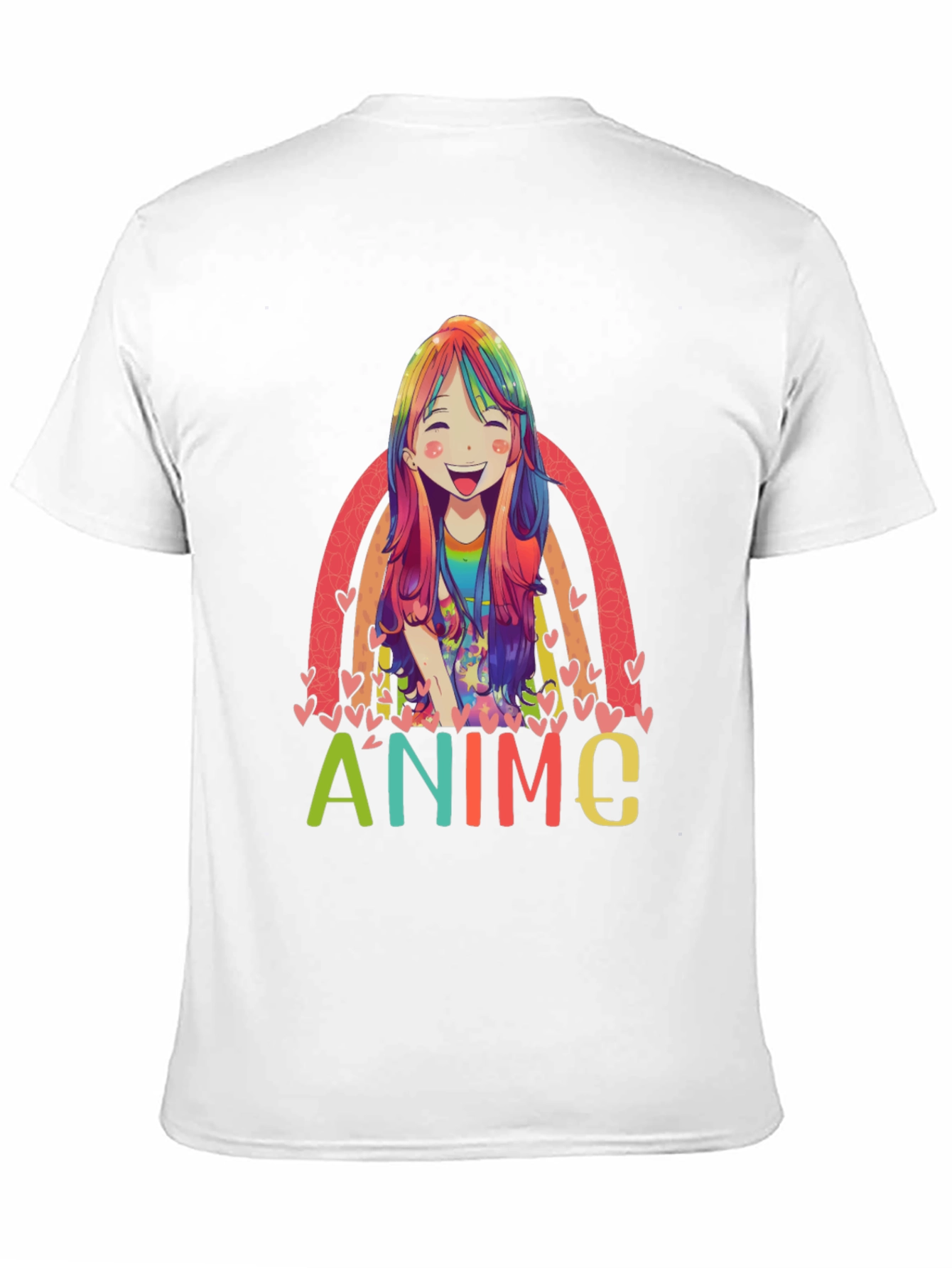 Black Anime Rainbow Graphic Tee - Colorful Manga Style view 11