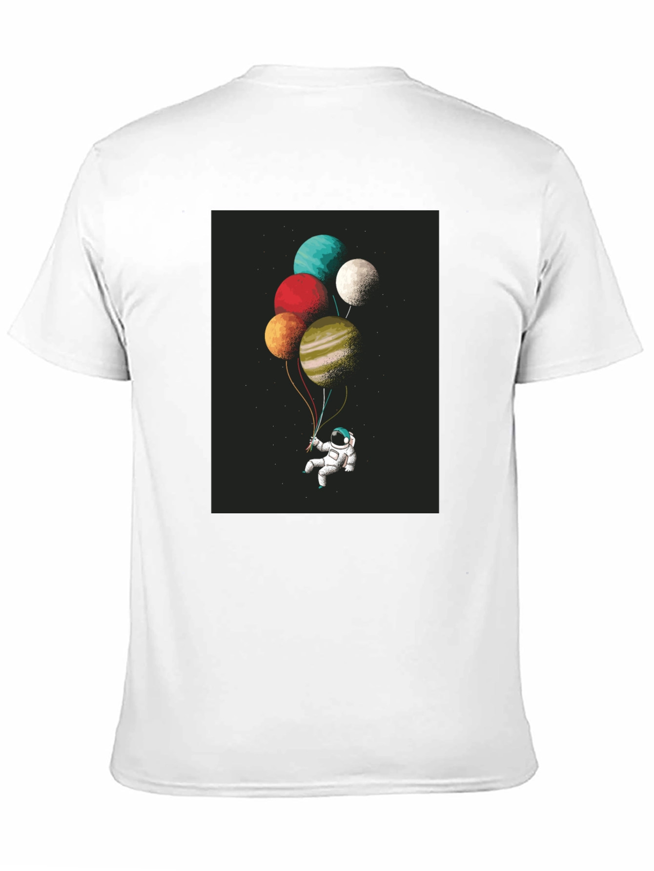 Black Astronaut Planet Balloons Graphic Tee - Black Cotton Blend view 11