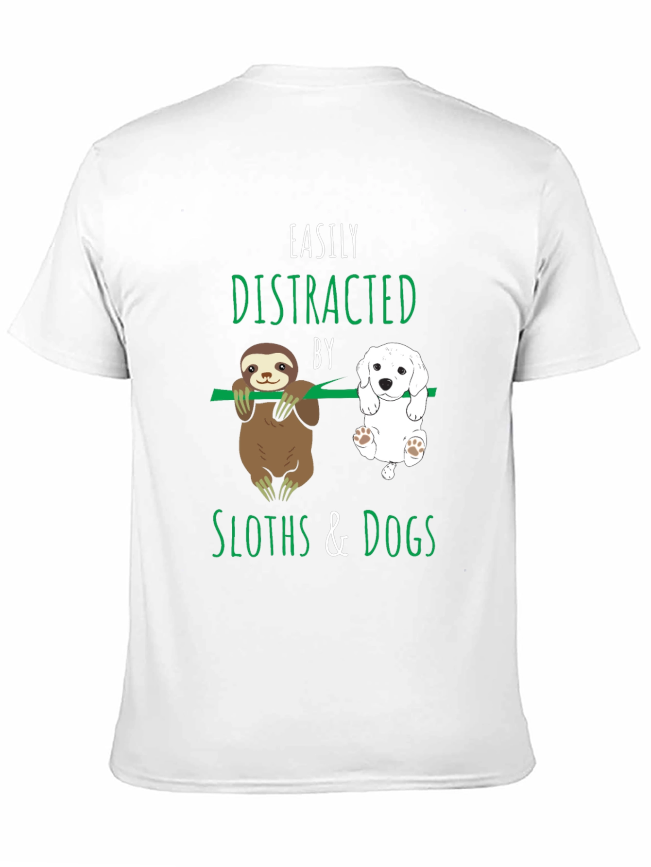 Black Easily Distracted By Sloths & Dogs T-Shirt view 11
