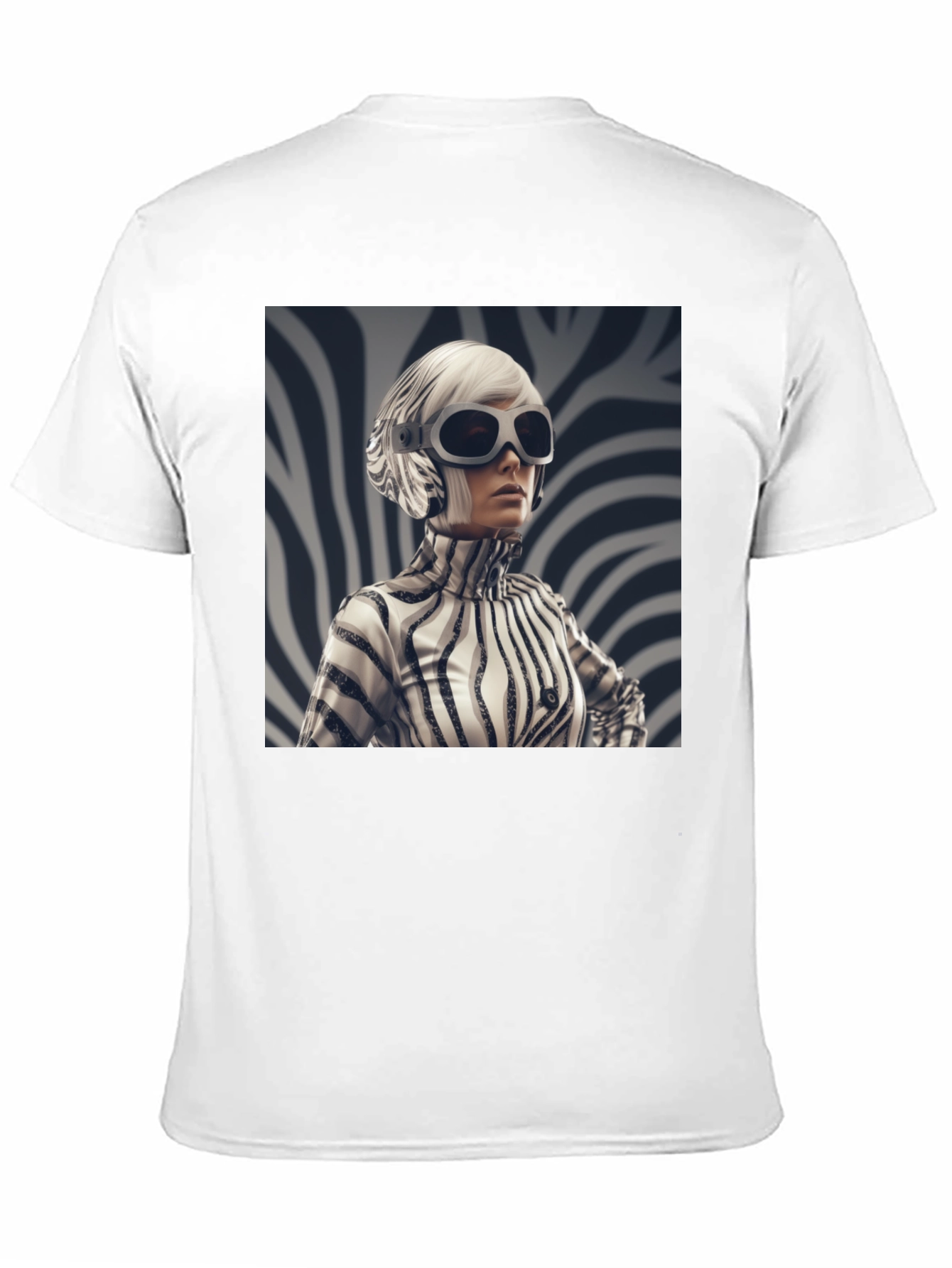 Black Stylish Black Tee with Zebra Print Design view 11