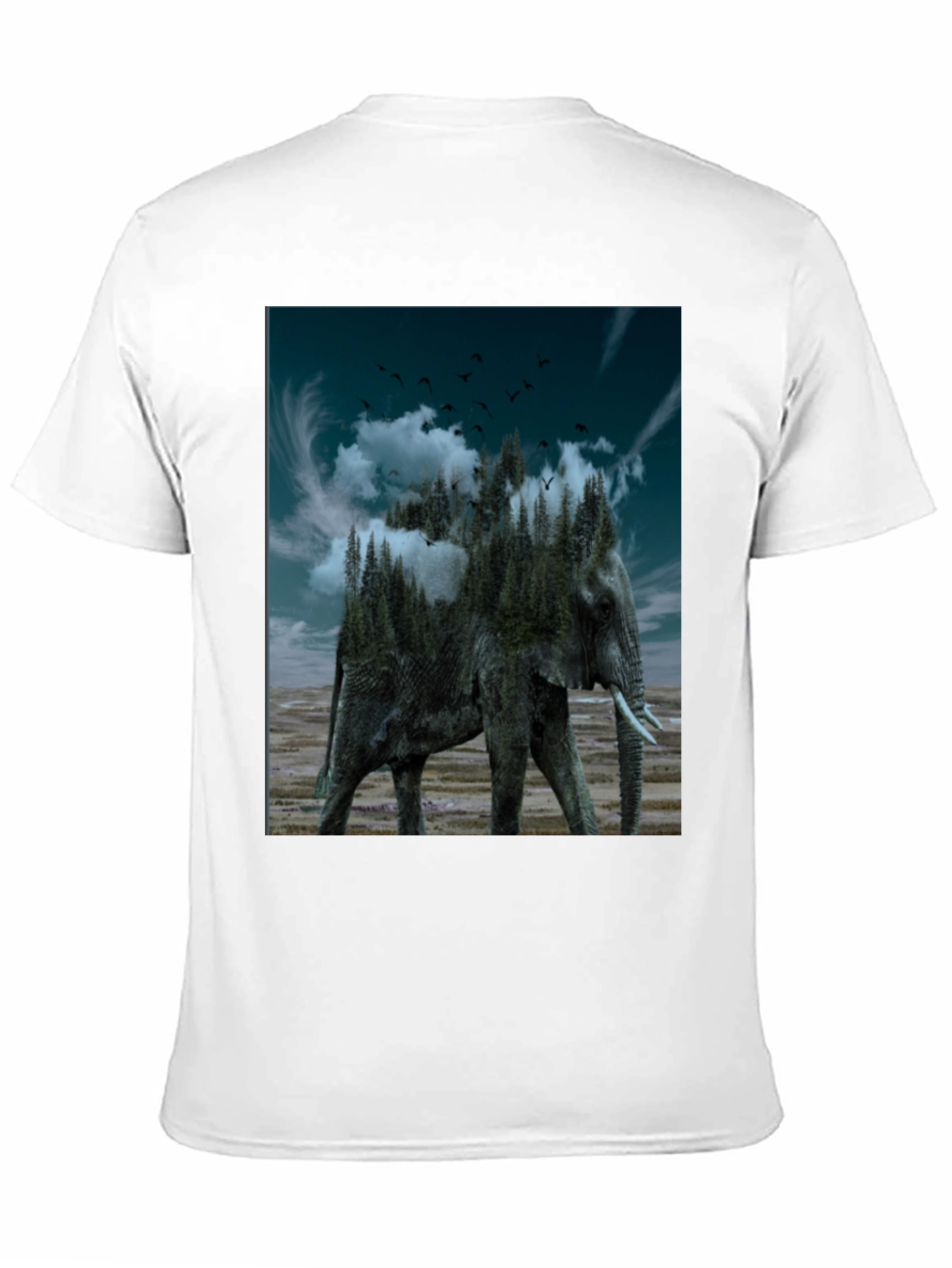 Black Surreal Elephant Forest Graphic Tee - Black view 11