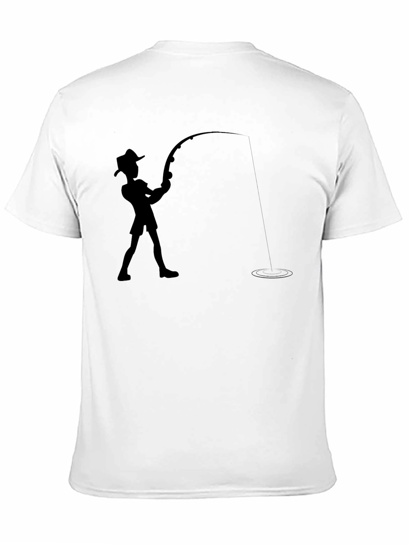 Black Fishing Silhouette Graphic Tee - Black Casual Shirt view 11