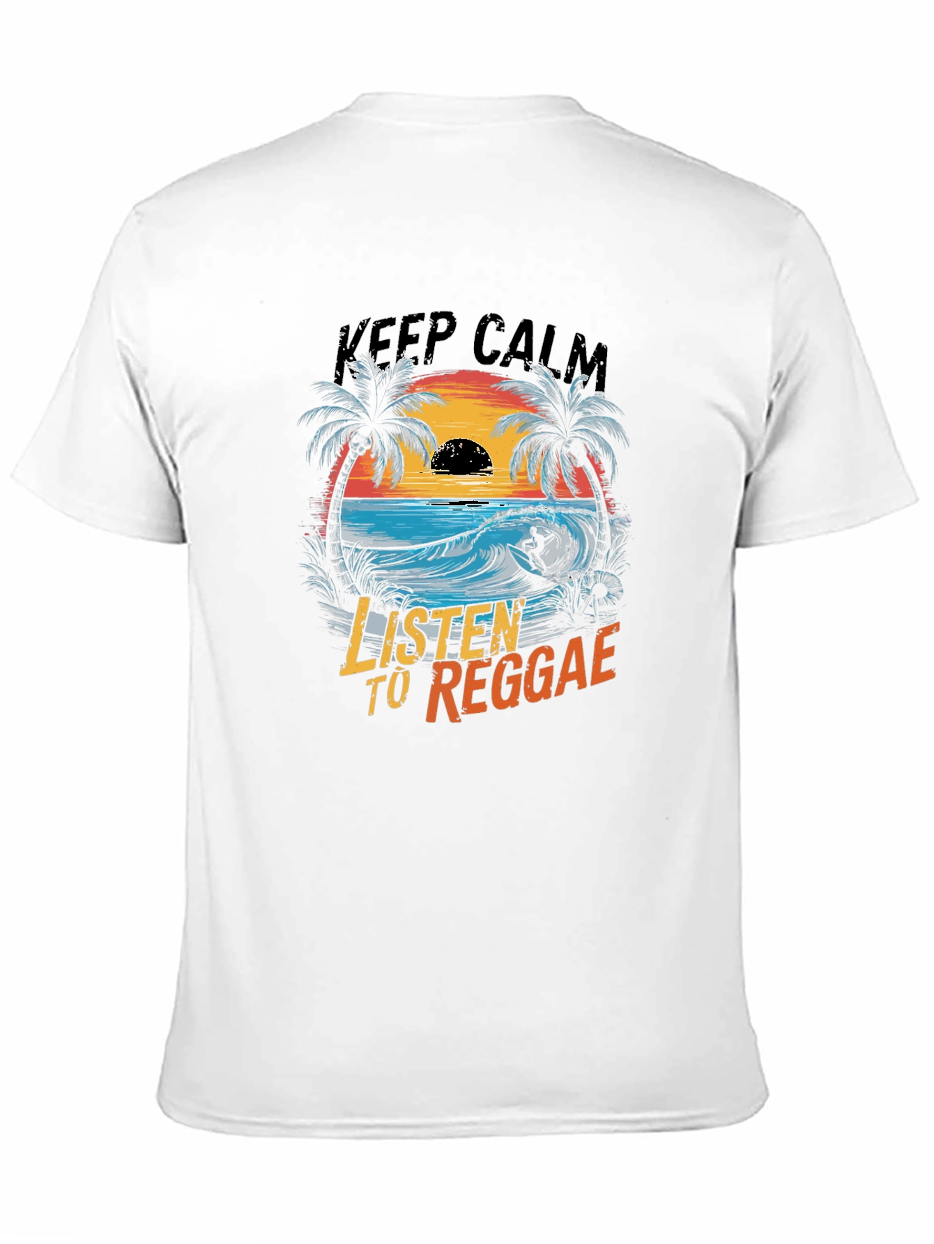 Black Keep Calm Listen to Reggae Graphic T-Shirt view 11
