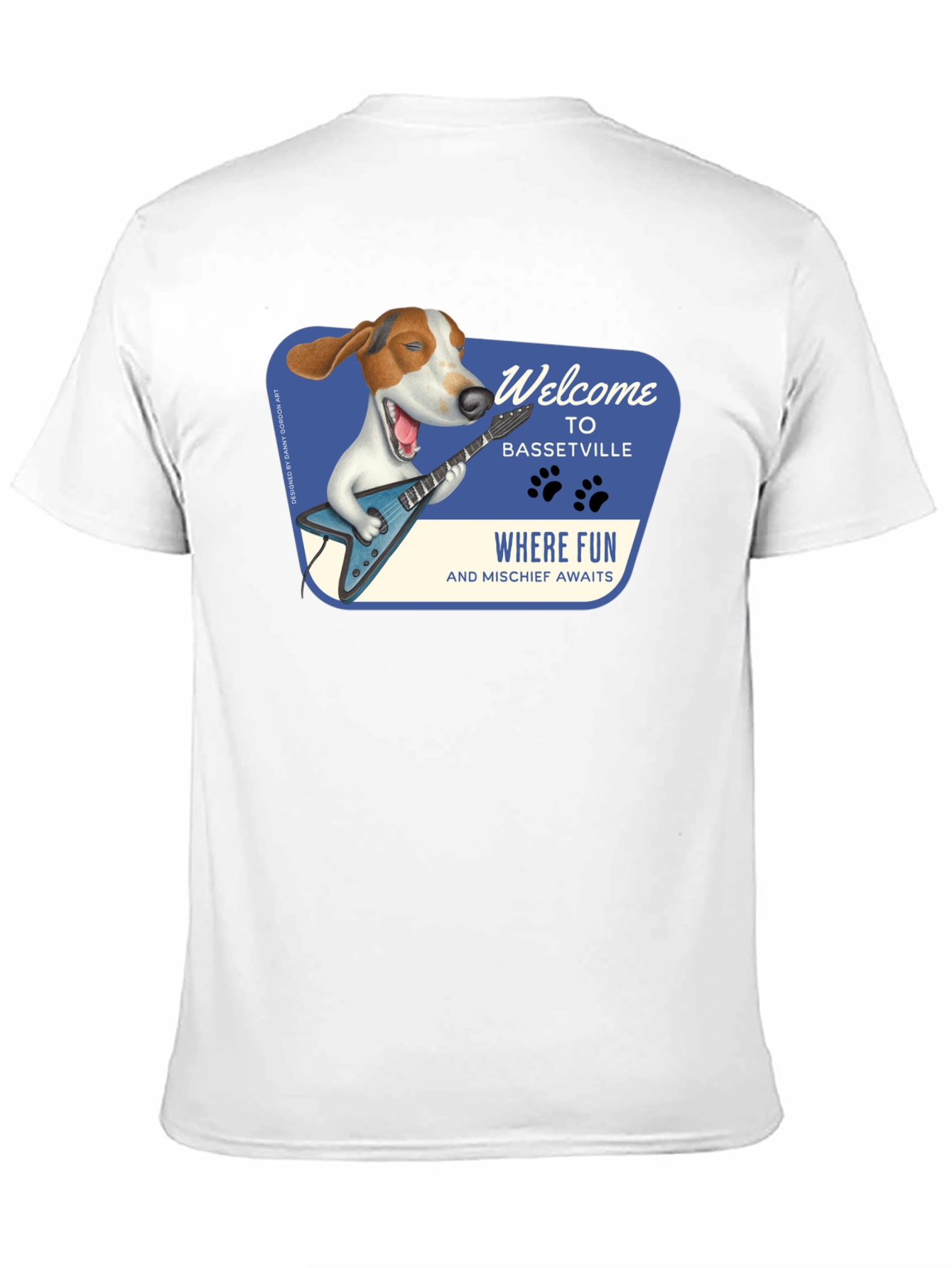 Black Bassetville Dog Guitarist Graphic Tee view 11