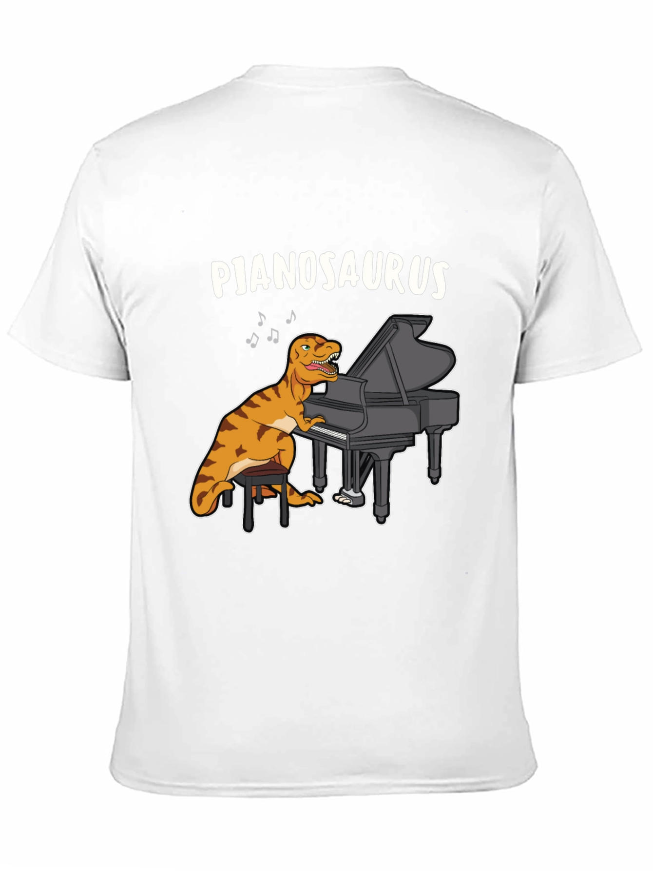 Black Pjanosaurus T-Shirt - Dinosaur Playing Piano Funny Tee view 11