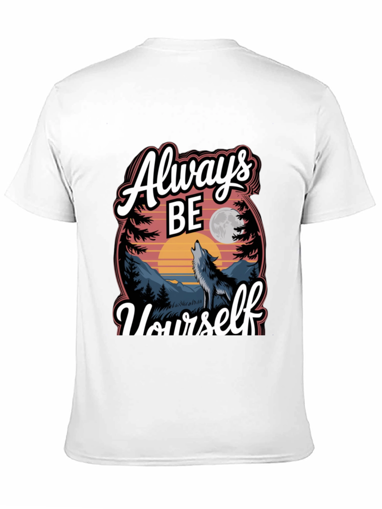 Black Always Be Yourself Wolf Graphic Tee view 11