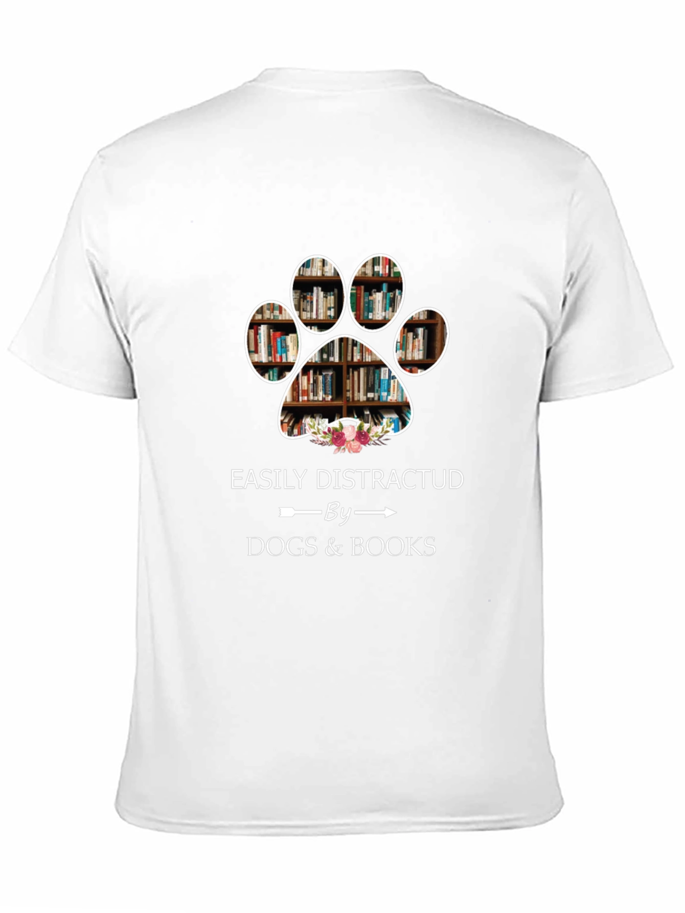 Black Easily Distracted by Dogs & Books T-Shirt view 11