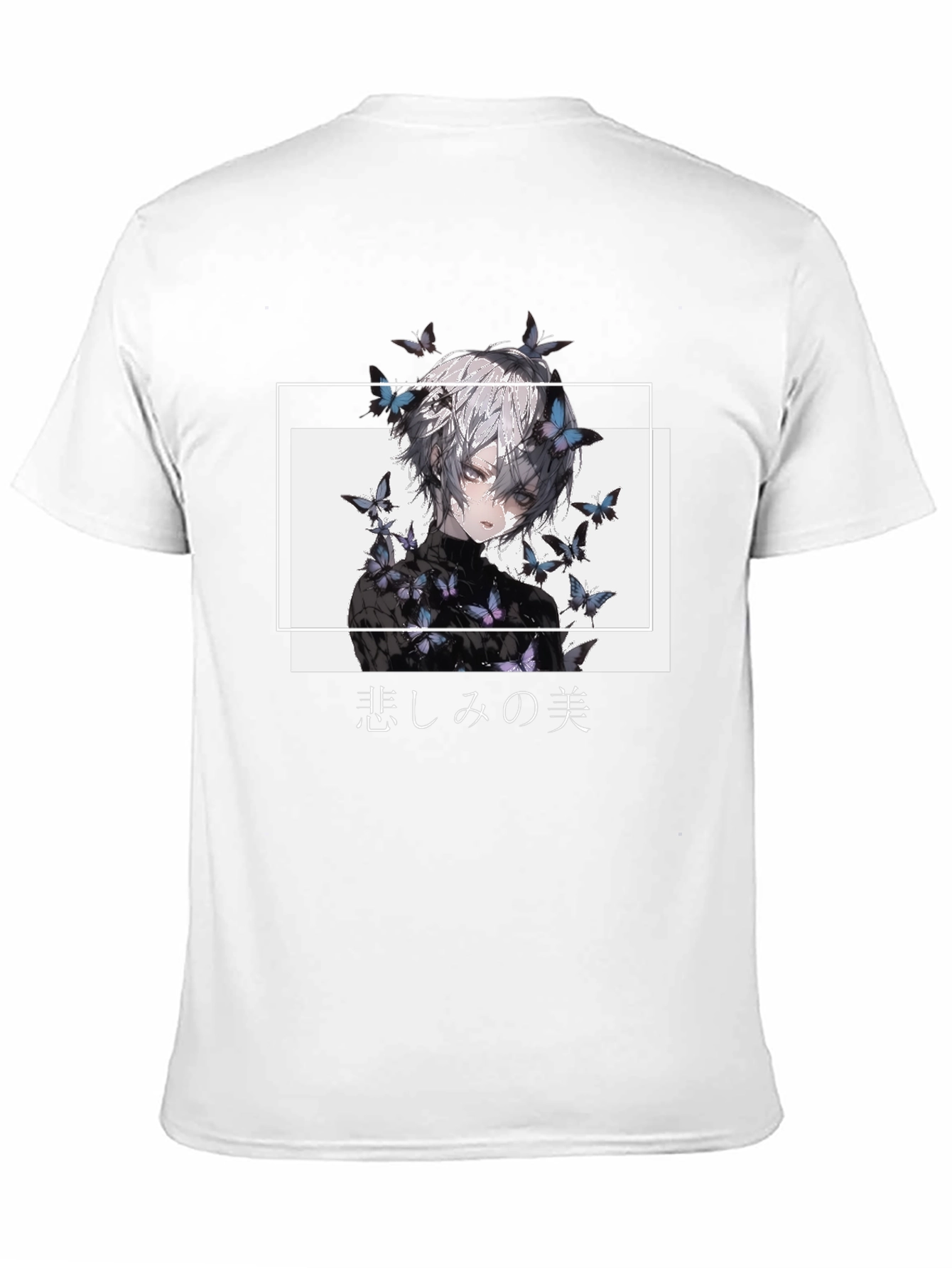 Black Anime Butterfly Graphic Black T-Shirt view 11