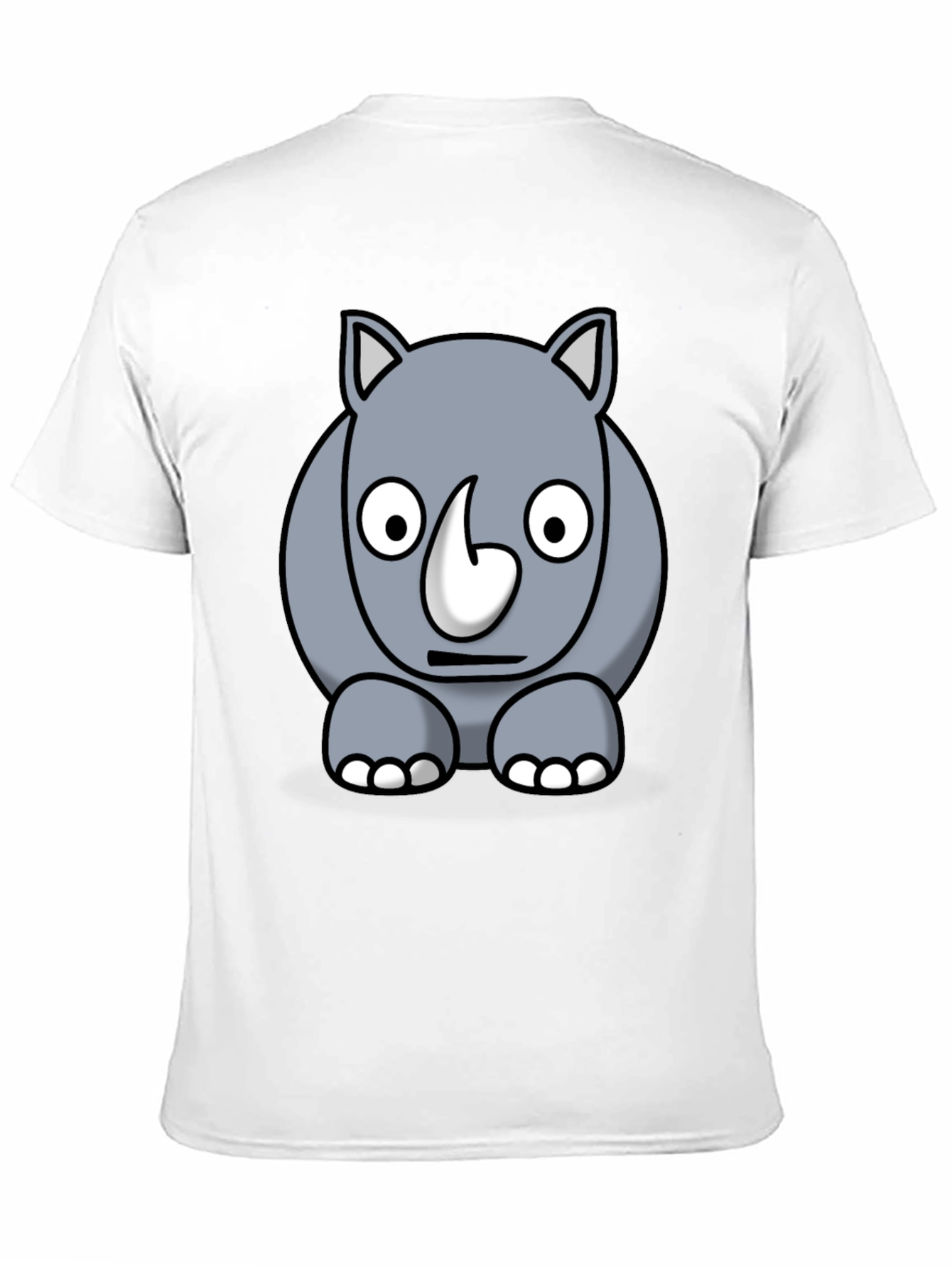 Black Cartoon Rhino Graphic Tee - Black Cotton T-Shirt view 11