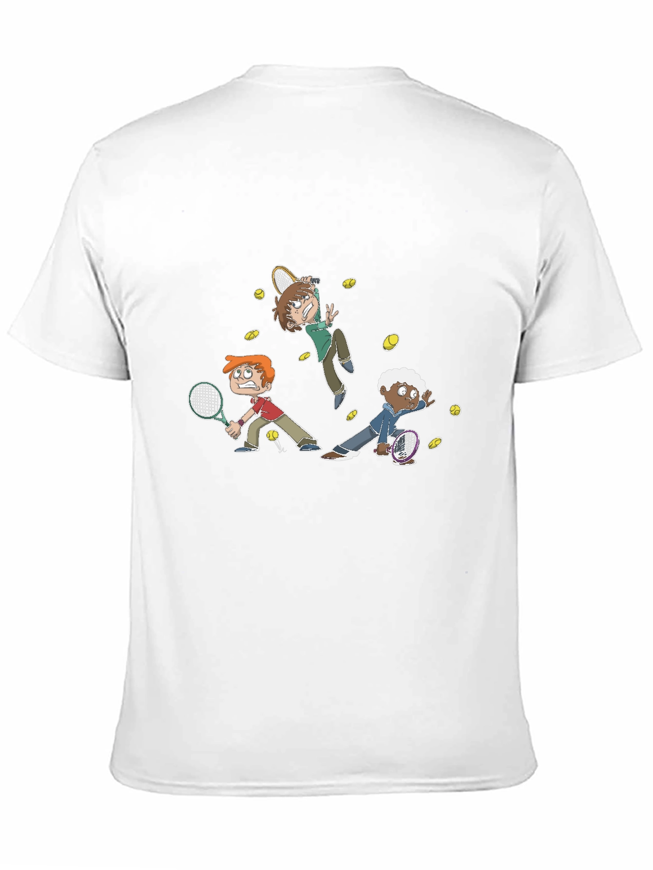 Black Tennis Cartoon Graphic Black T-Shirt view 11