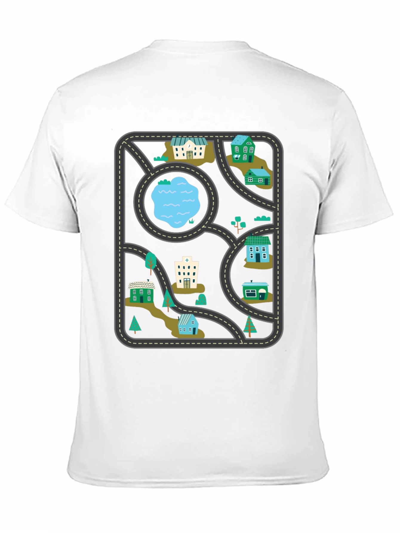 Black City Map Graphic Tee - Black Cotton T-Shirt view 11