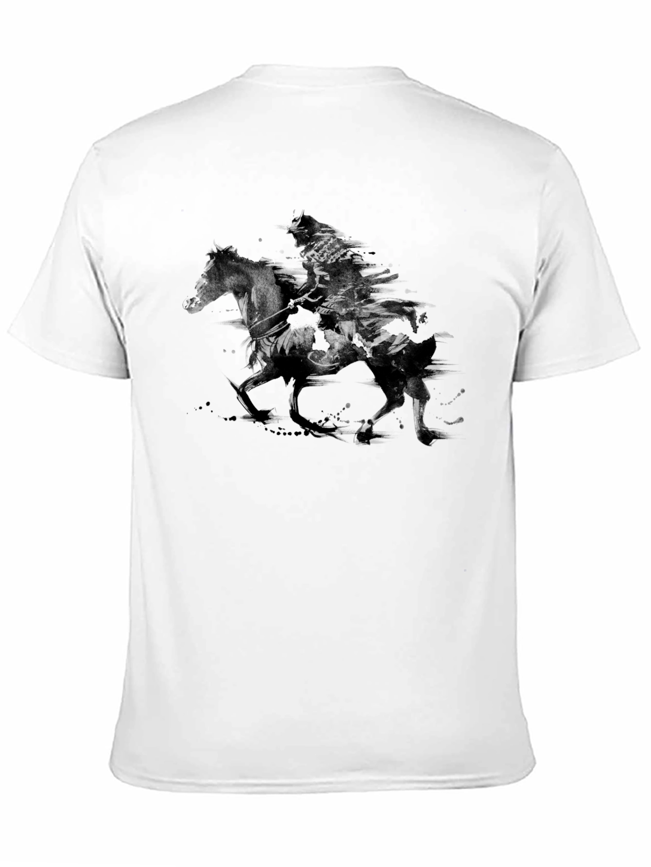 Black Samurai Warrior Horseback Black T-Shirt view 11