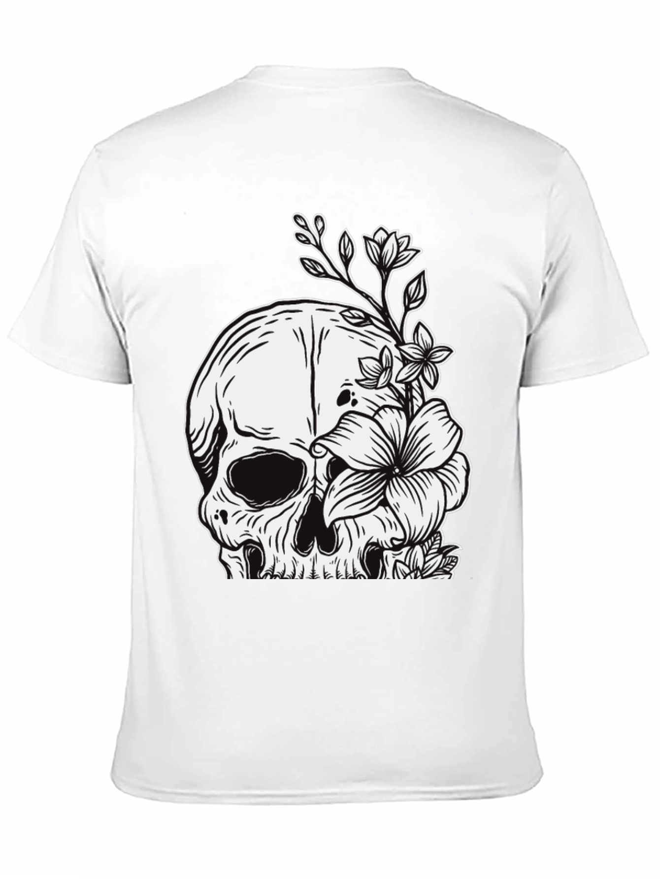 Black Skull & Flowers Graphic Tee - Black view 11