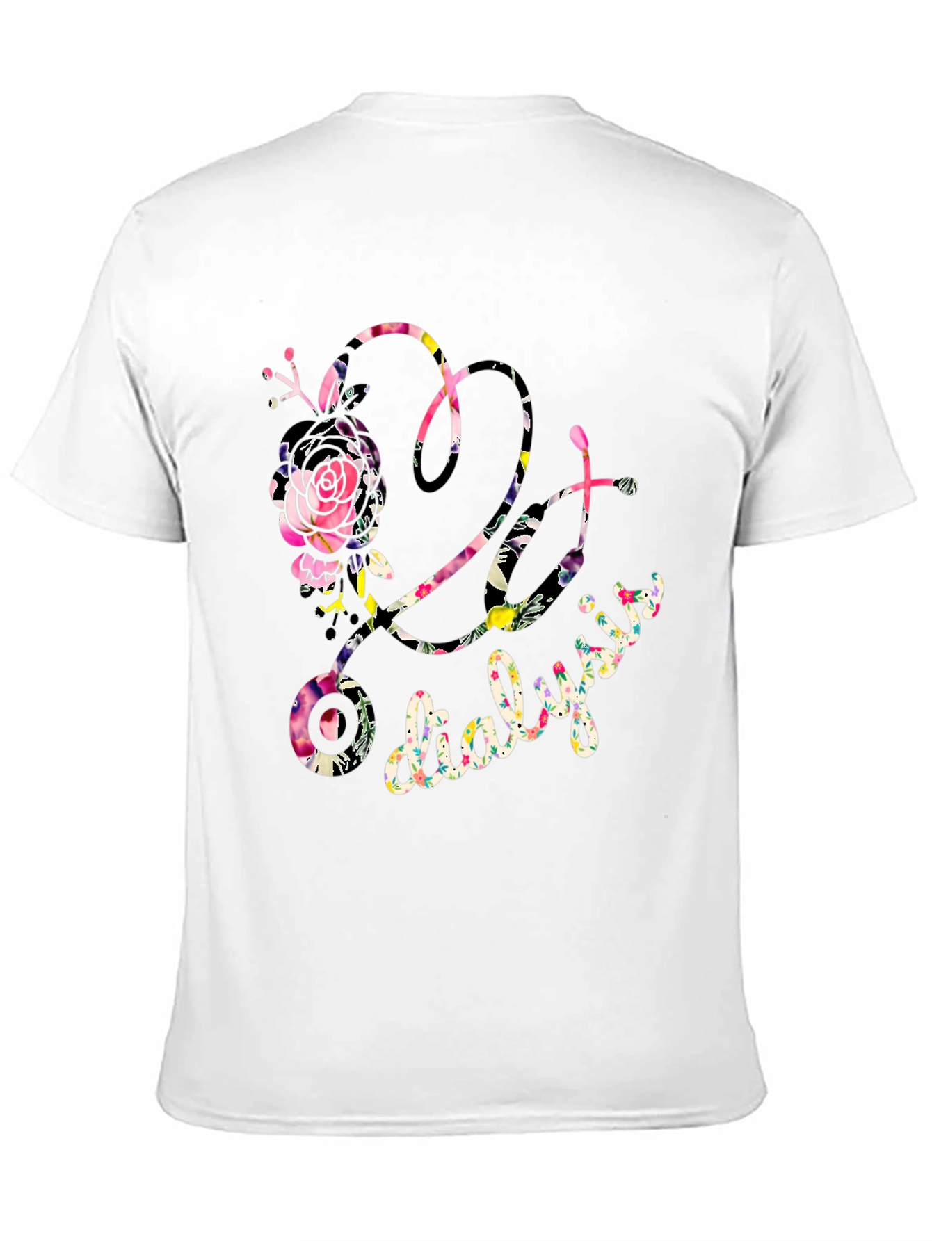 Black Floral Dialysis T-Shirt - Nurse/Patient Gift view 11