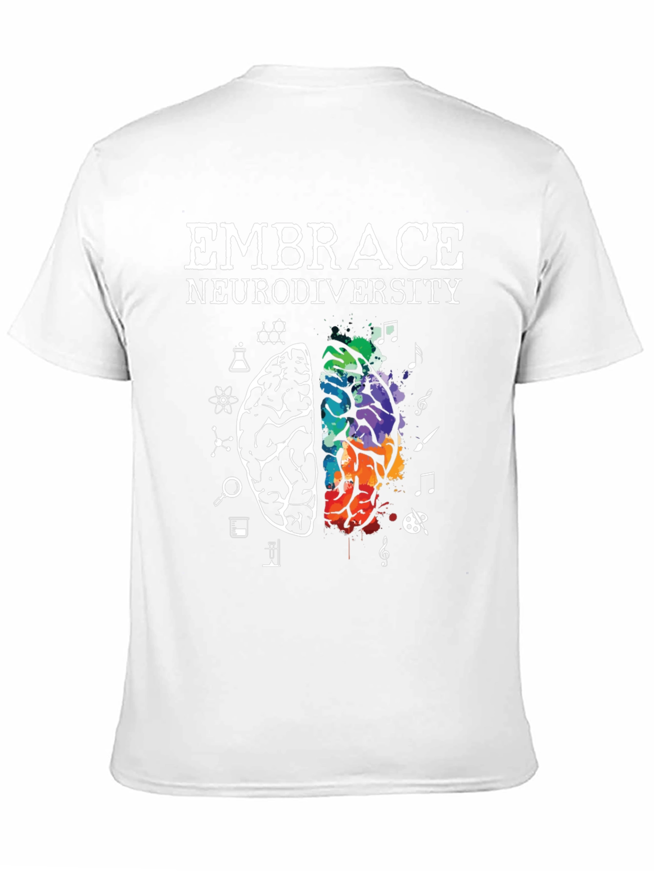 Black Embrace Neurodiversity Tee - Brain Graphic T-Shirt view 11