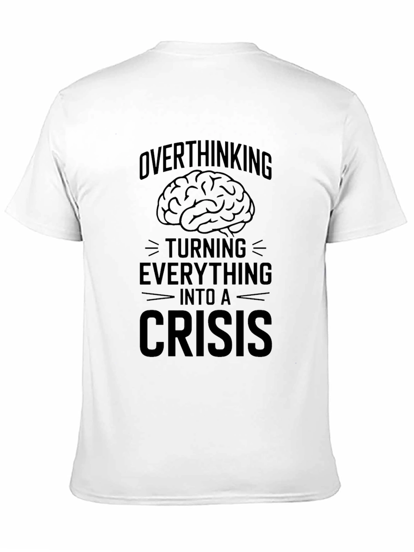 Black Overthinking Crisis Graphic Tee - Soft Cotton Comfort view 11