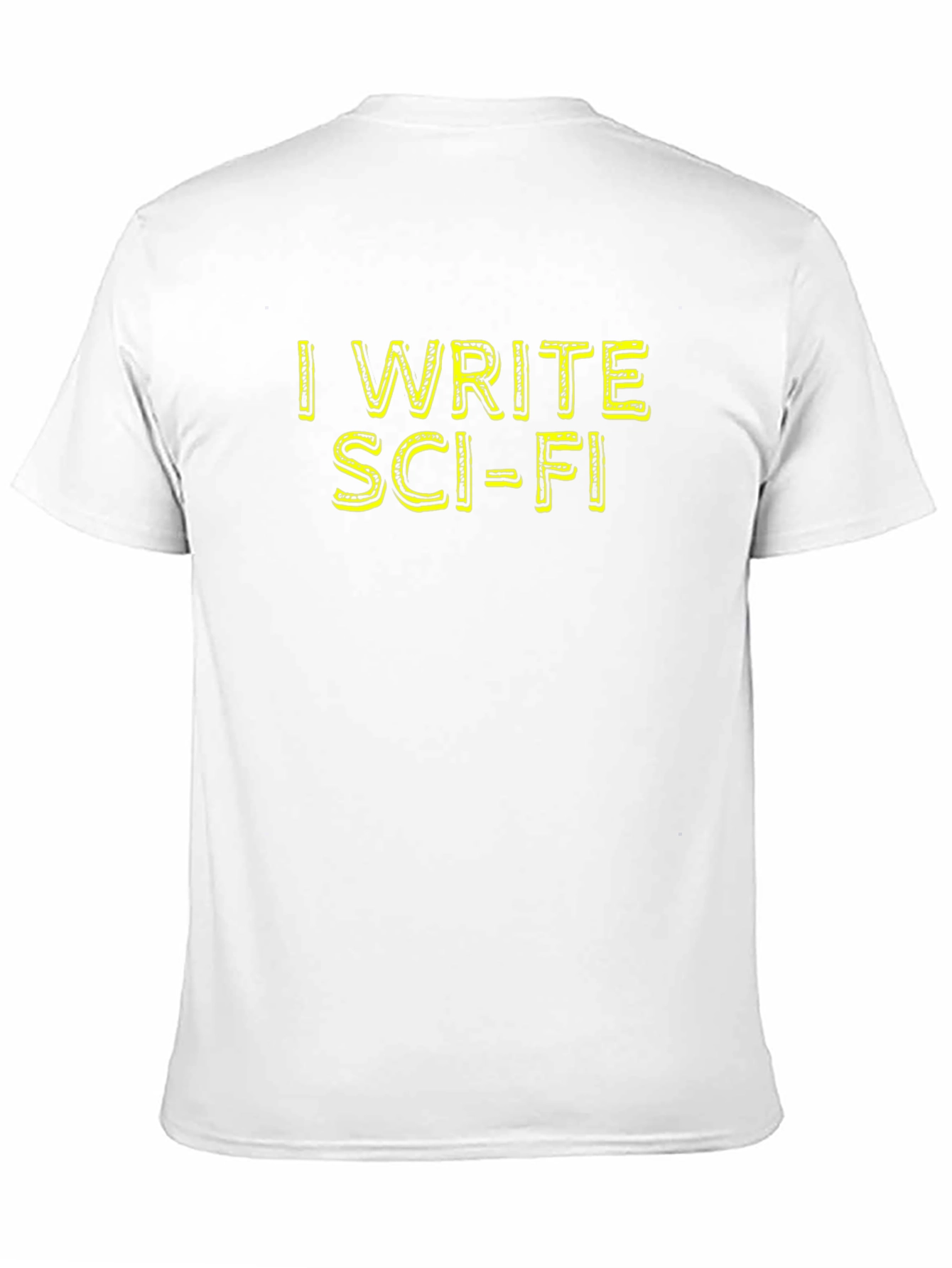 Black I Write Sci-Fi Black Cotton T-Shirt view 11