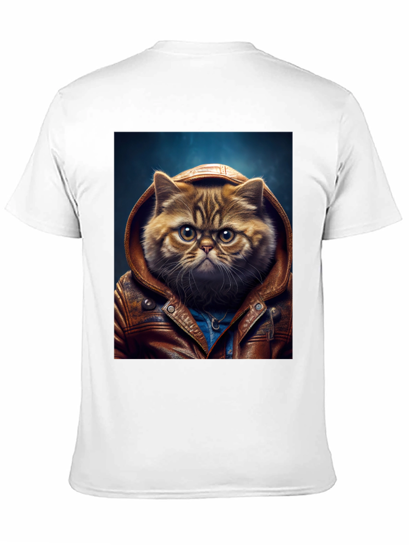 Black Cat in Leather Jacket Graphic T-Shirt view 11