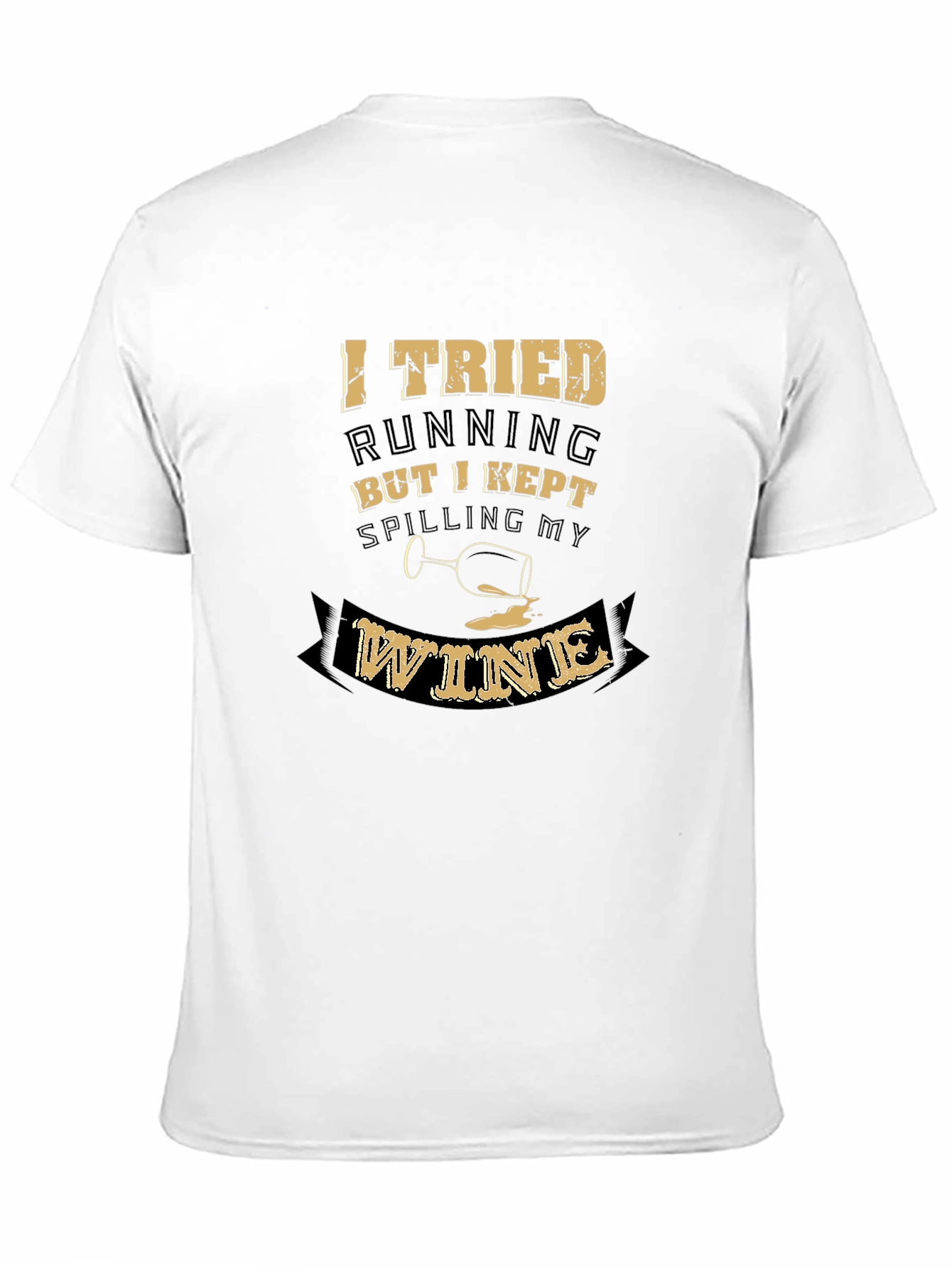 Black Funny Wine Lover T-Shirt - Spilling Wine While Running view 11