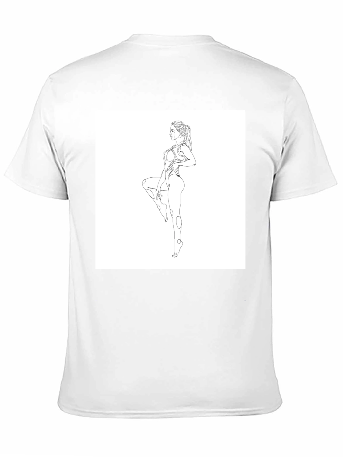 Black Line Art Woman Black T-Shirt view 11