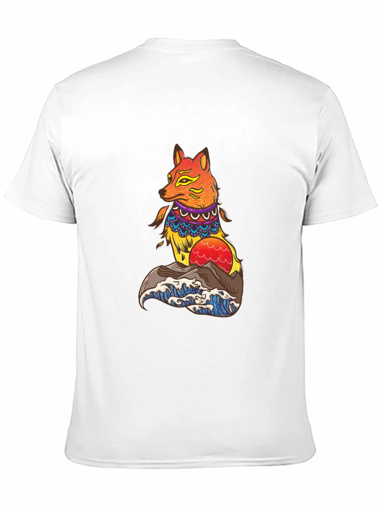 Black Fox Waves Graphic Tee - Black Unisex T-Shirt view 11