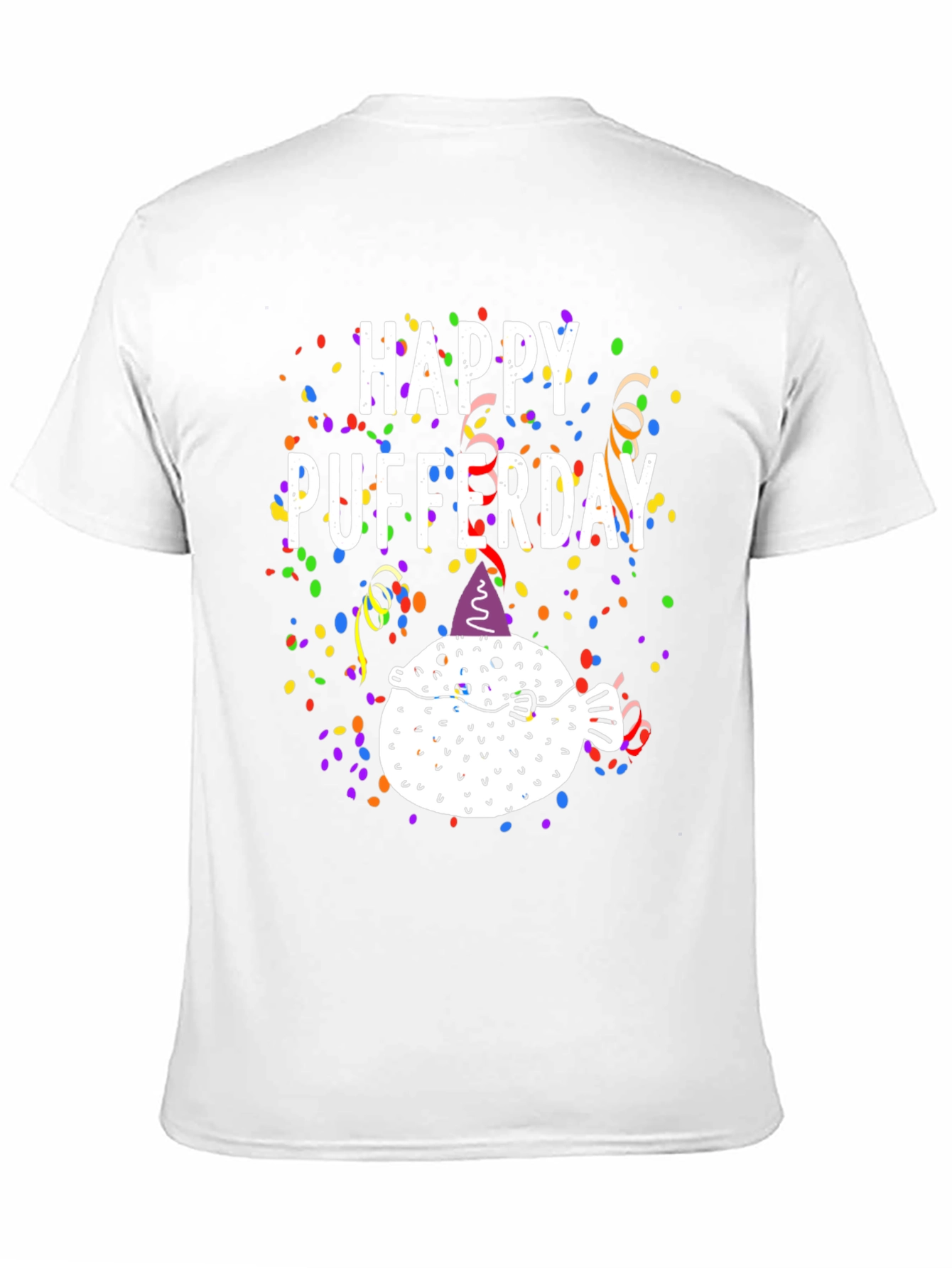 Black Happy Pufferday T-Shirt - Funny Pufferfish Birthday Tee view 11