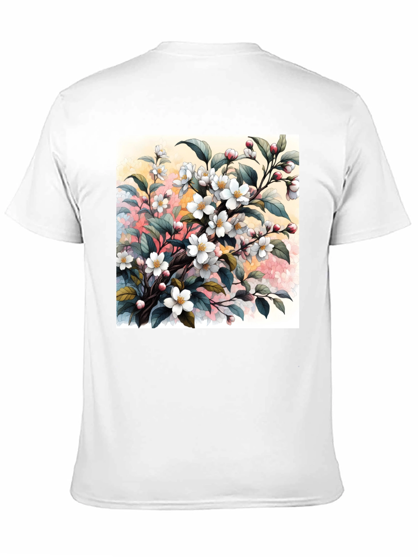 Black Floral Blossom T-Shirt - Artistic Botanical Design view 11