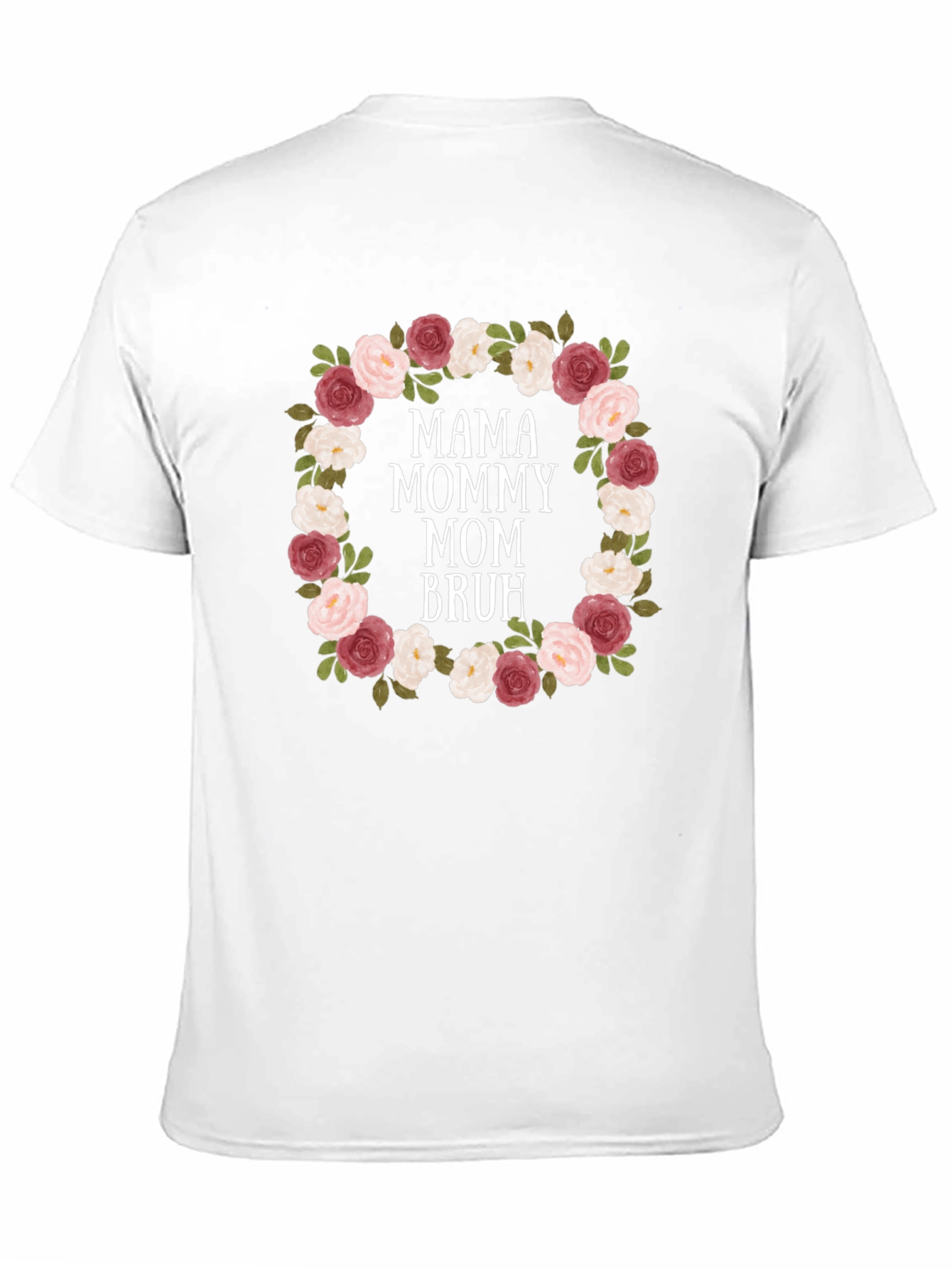 Black Mama Mommy Mom Bruh Floral Wreath T-Shirt view 11