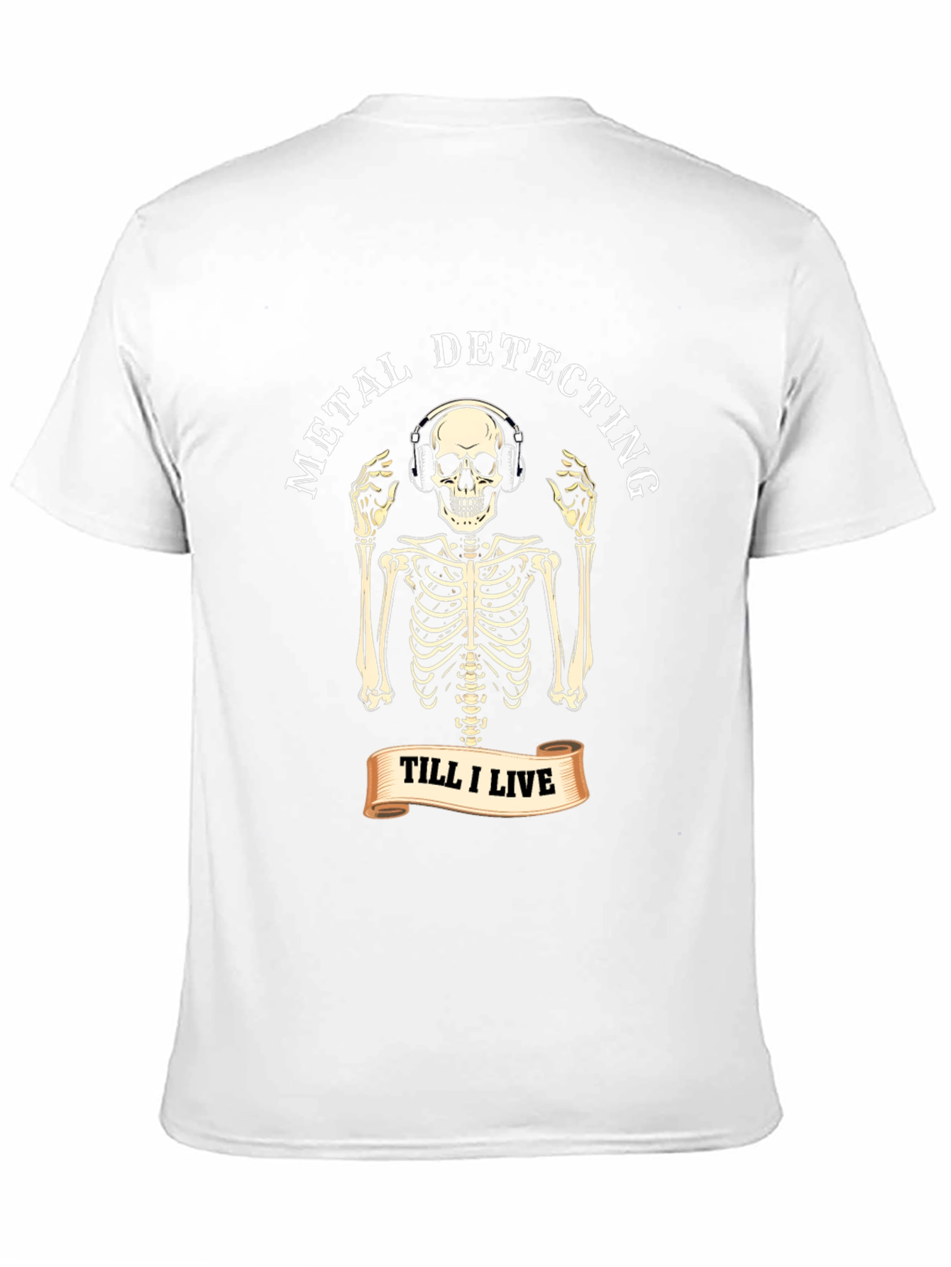 Black Metal Detecting Skeleton T-Shirt view 11
