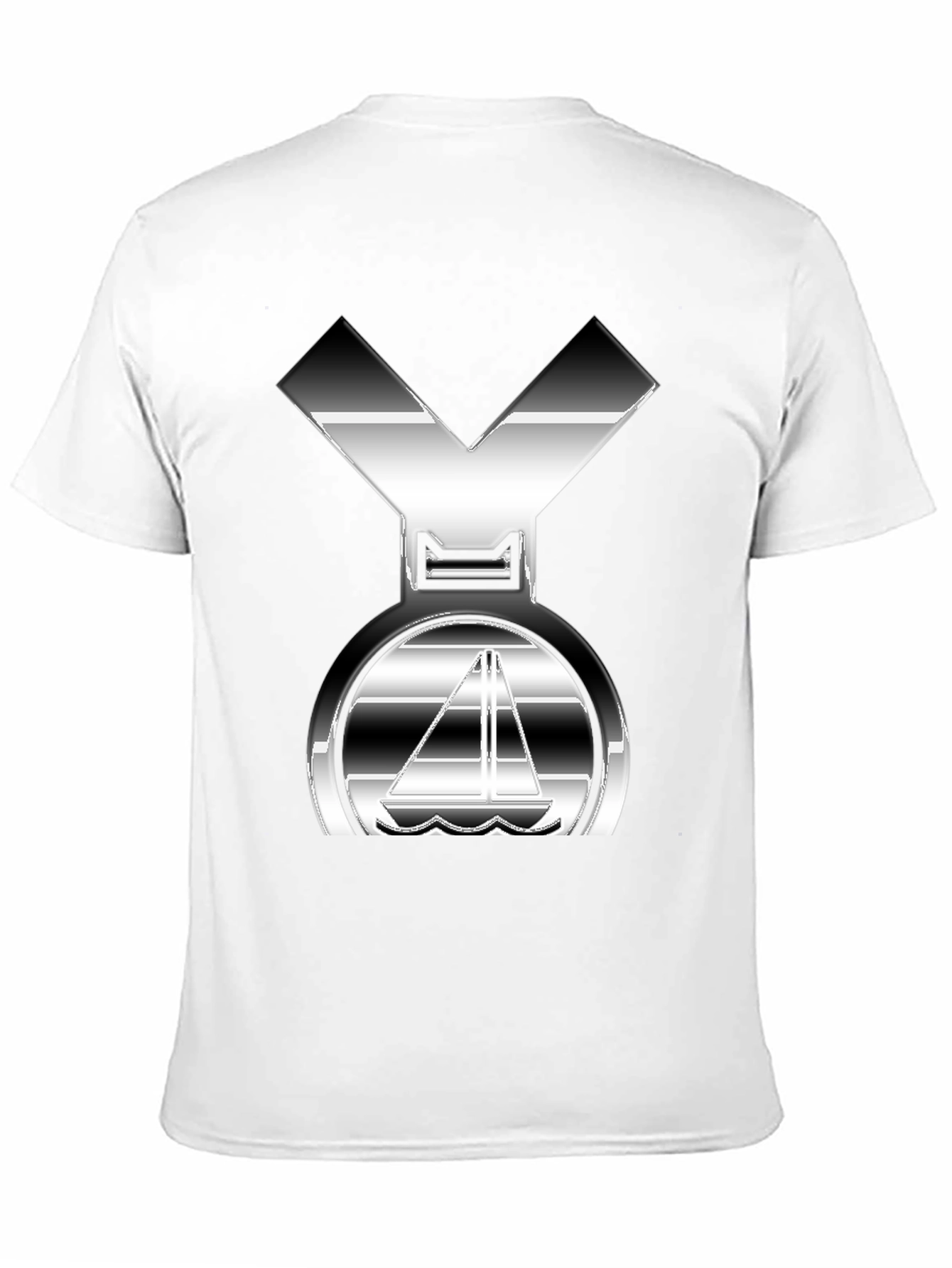 Black Sleek Silver Boat Graphic Black T-Shirt view 11