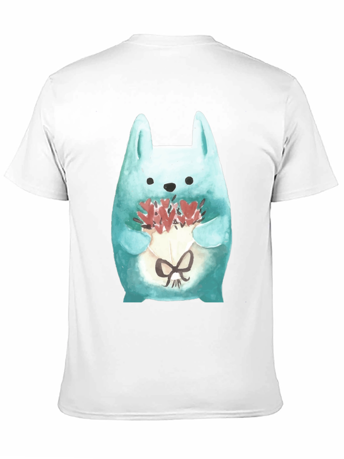 Black Cute Bunny Holding Flowers T-Shirt view 11
