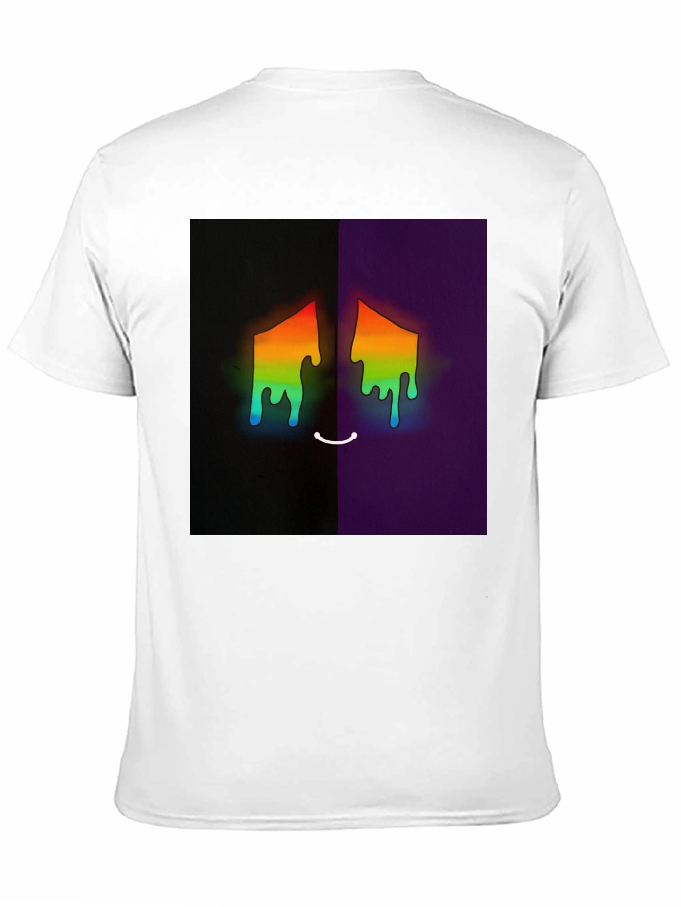 Black Rainbow Drip Face Graphic Tee - Unisex Black T-Shirt view 11