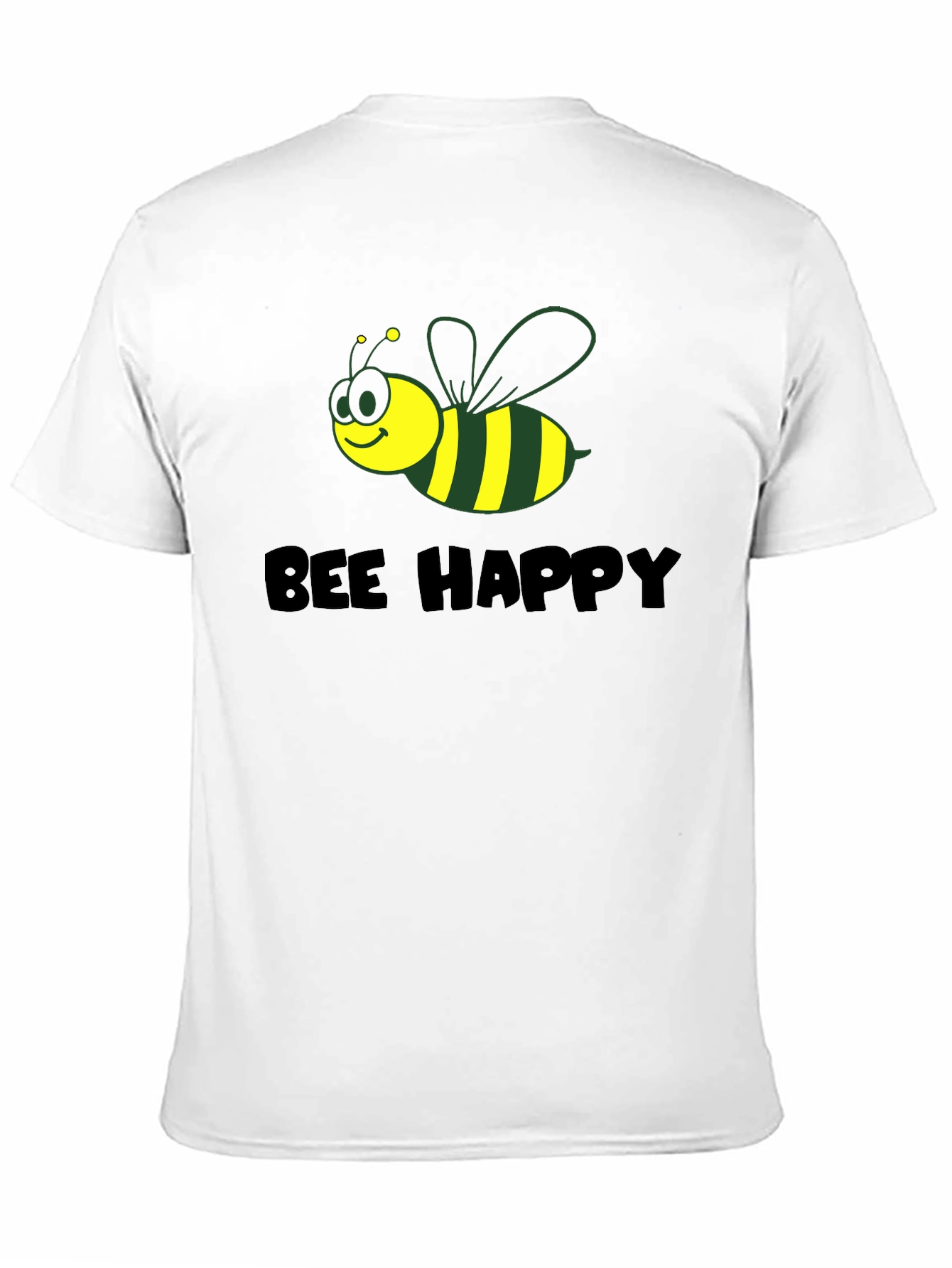 Black Bee Happy Graphic Tee - Black Cotton Comfort view 11