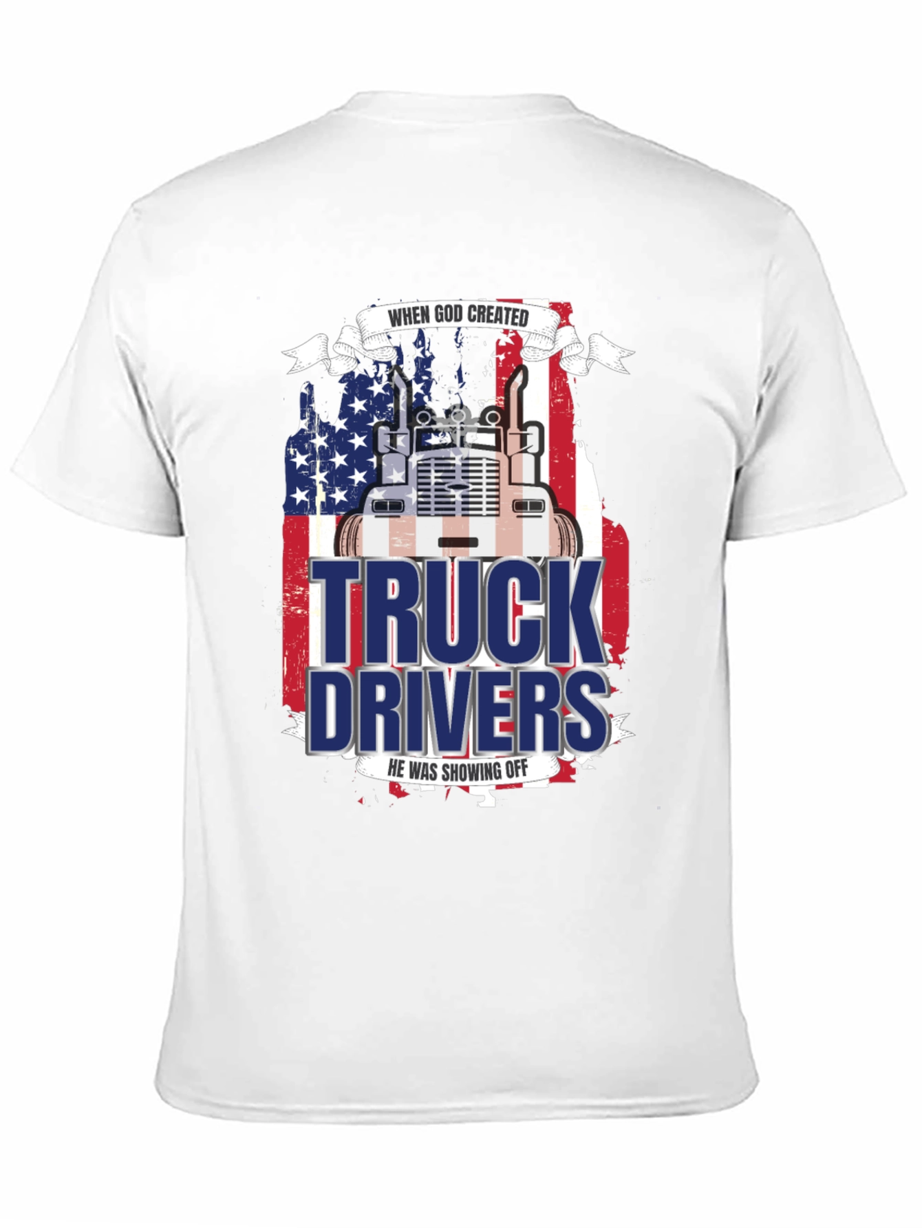 Black Trucker Pride T-Shirt - God Created Truck Drivers view 11