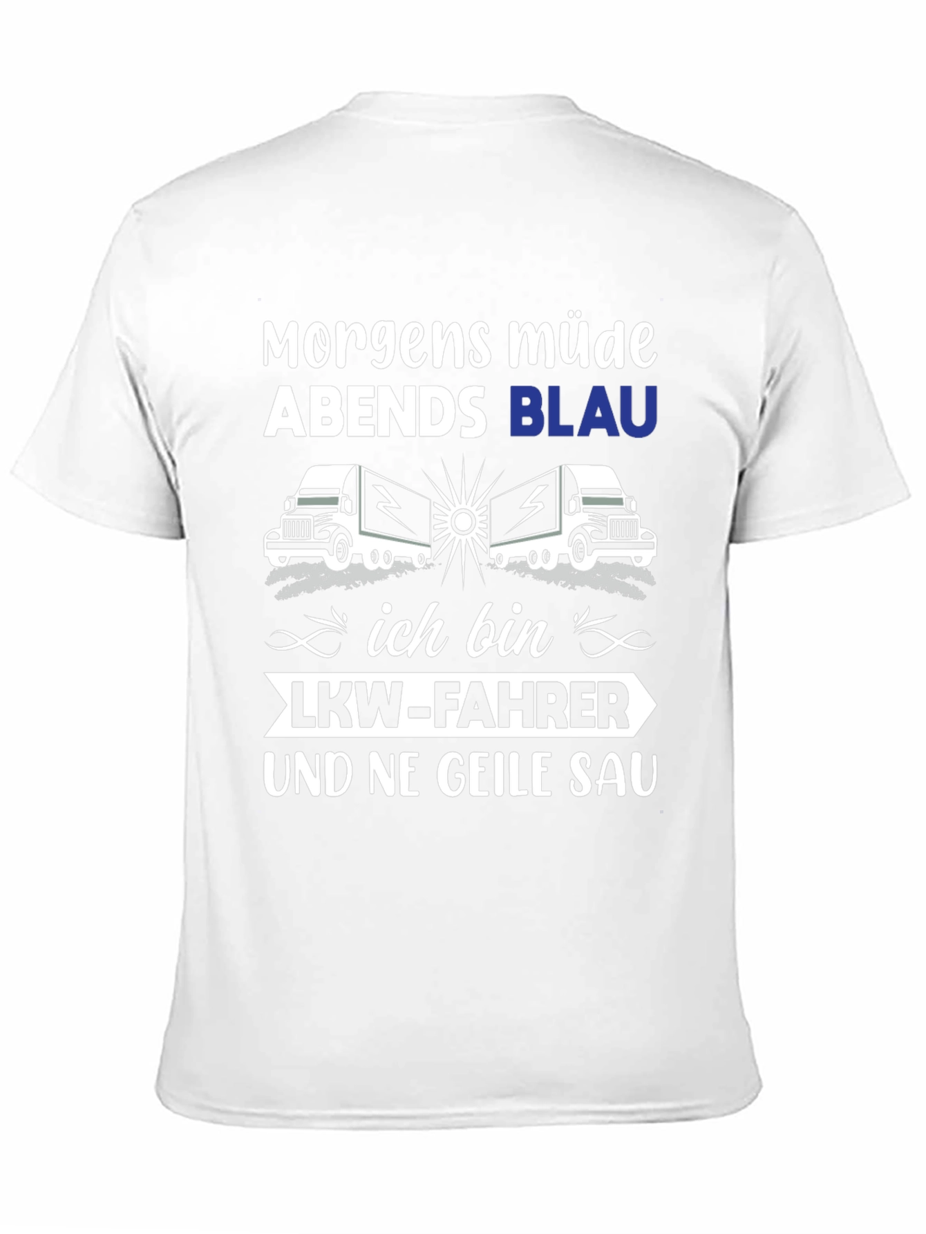 Black Trucker T-Shirt: Morgens Müde Abends Blau view 11