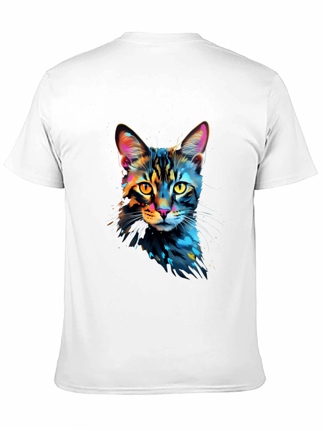Black Colorful Cat Graphic Black T-Shirt view 11