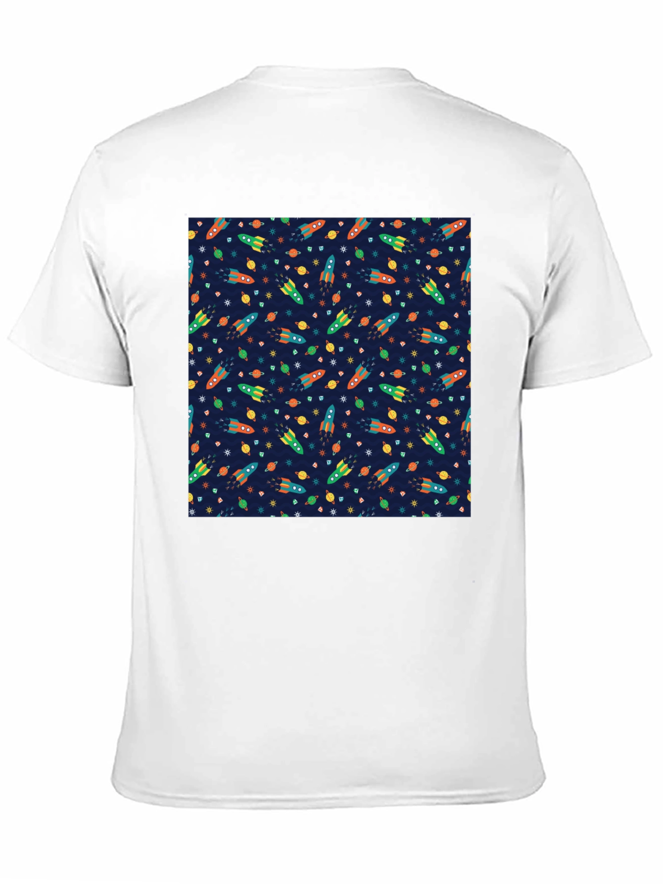 Black Space Rocket Pattern T-Shirt view 11