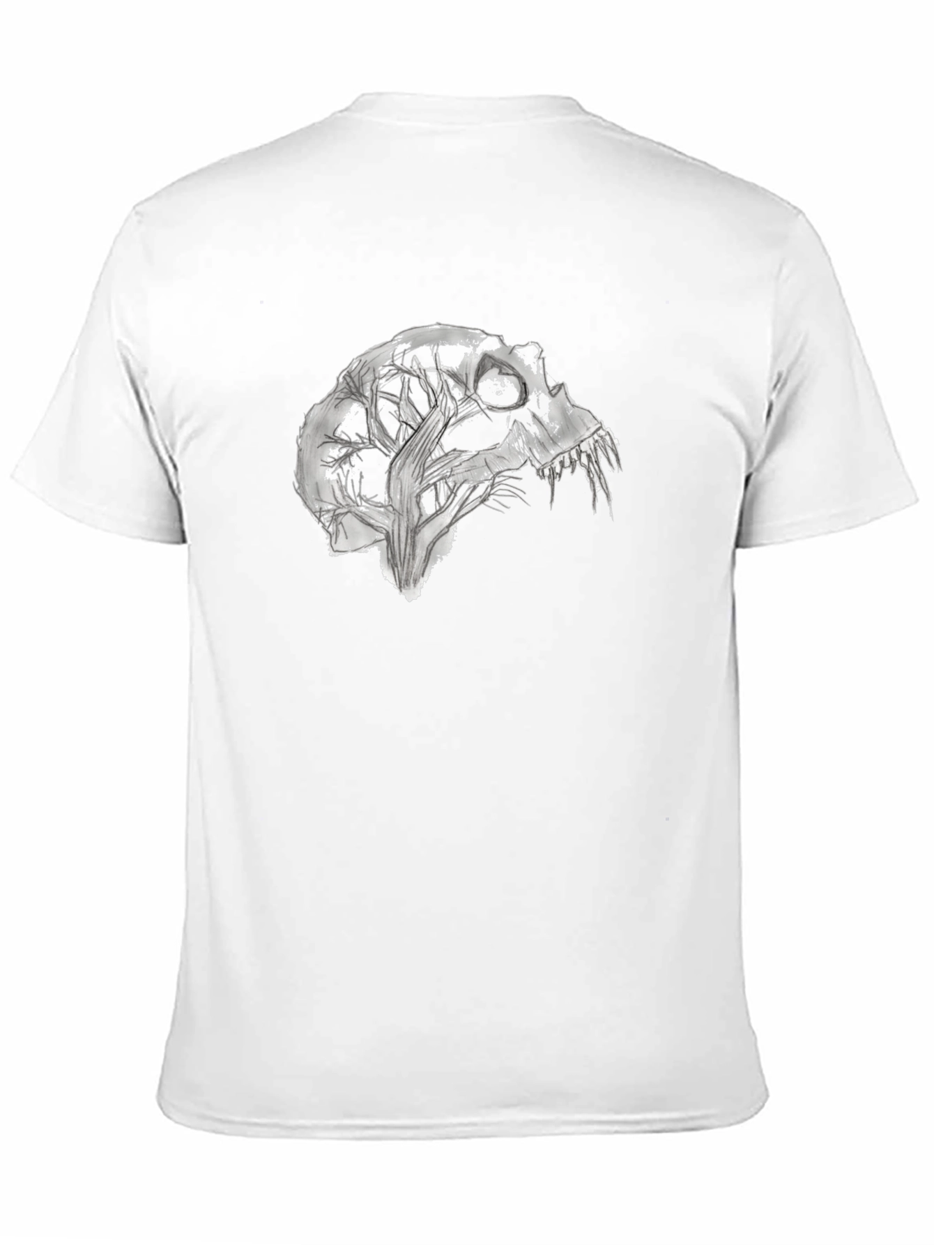 Black Abstract Skull Graphic Tee - Black Cotton Blend view 11